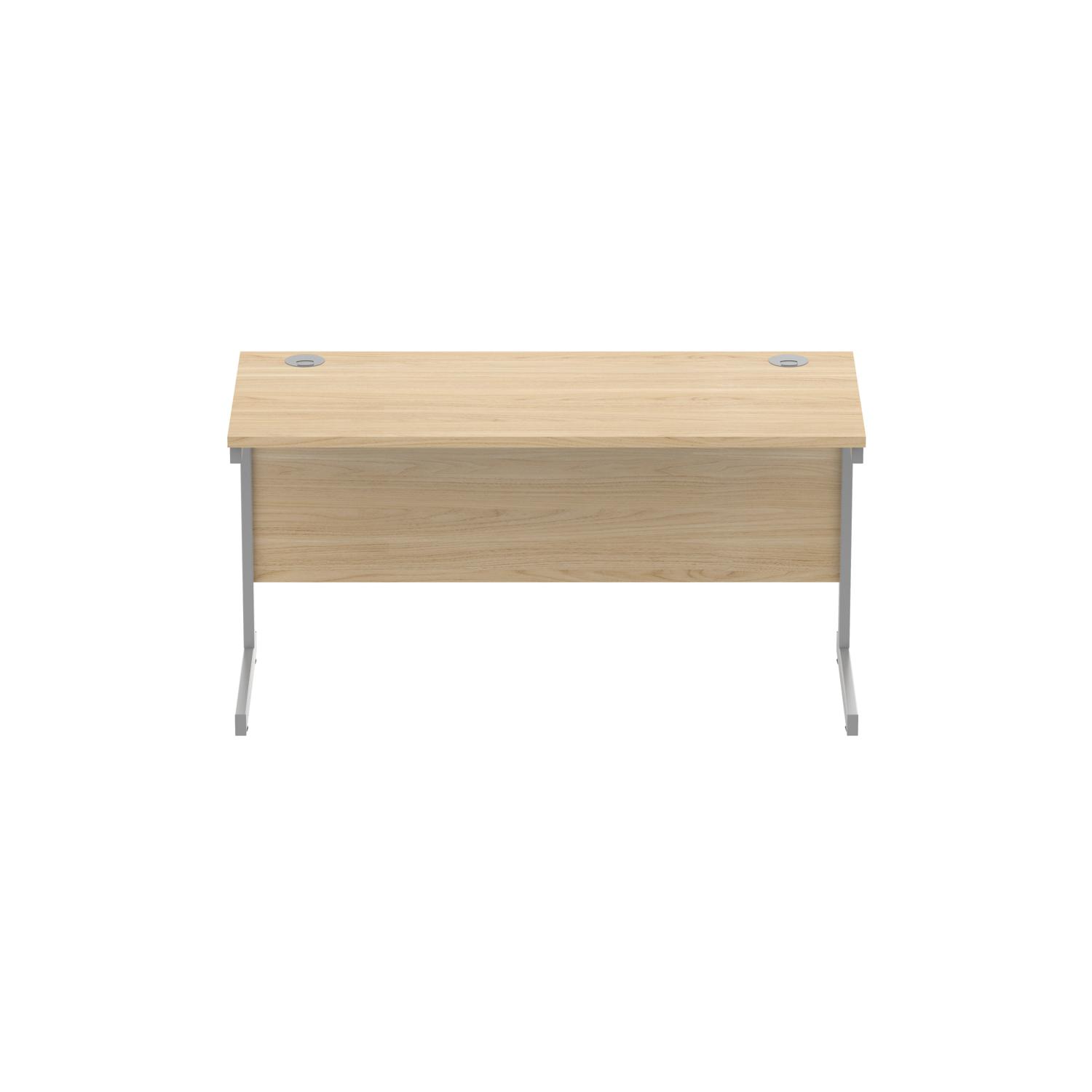 Office Rectangular Desk with Steel Single Upright Cantilever Frame  1400X600 Canadian Oak/Silver
