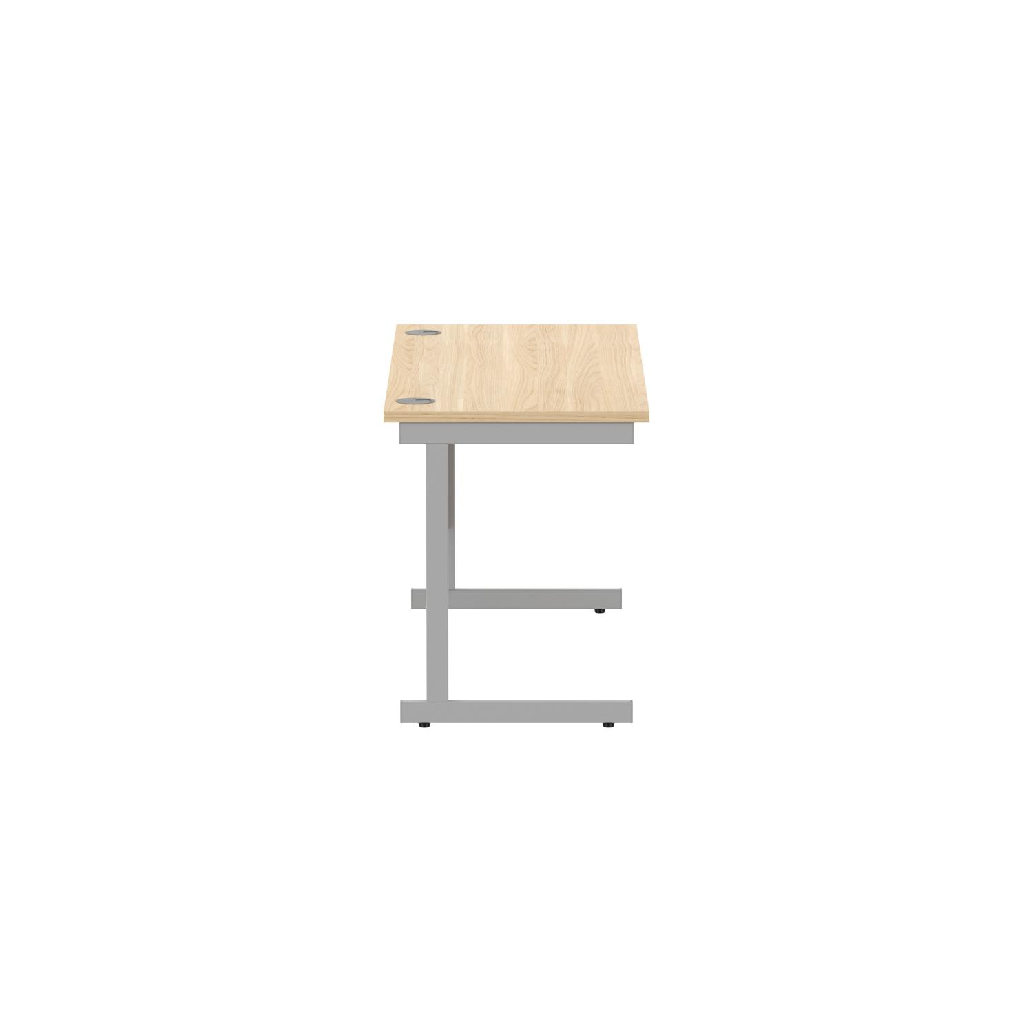 Office Rectangular Desk with Steel Single Upright Cantilever Frame  1400X600 Canadian Oak/Silver