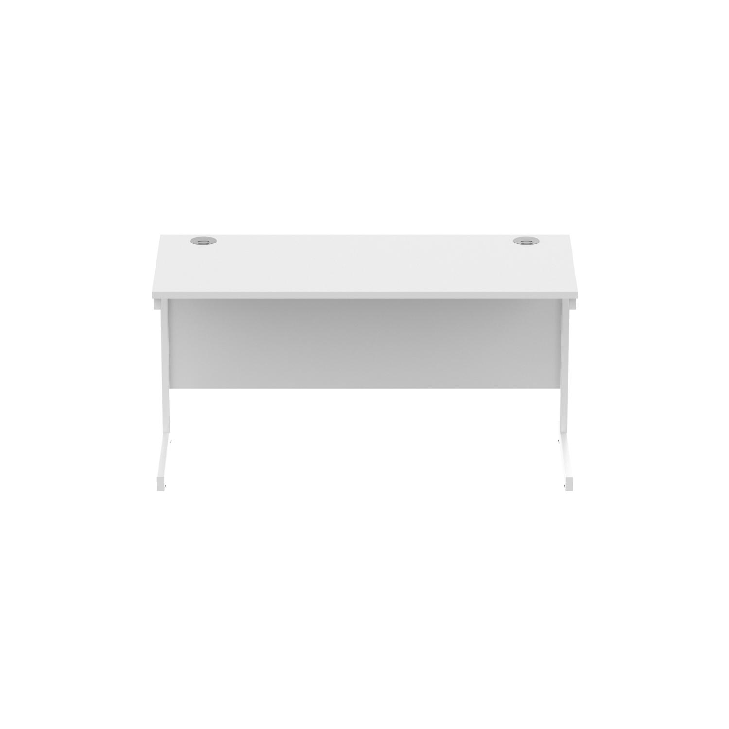 Office Rectangular Desk with Steel Single Upright Cantilever Frame  1400X600 Arctic White/White