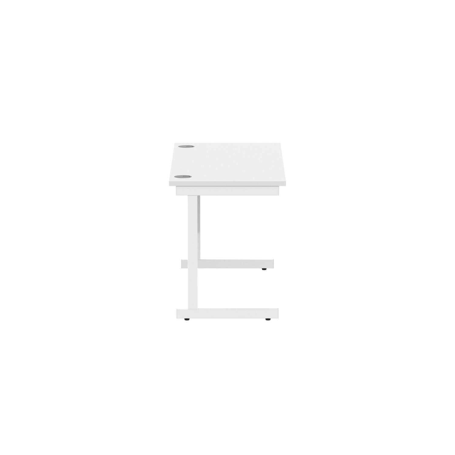 Office Rectangular Desk with Steel Single Upright Cantilever Frame  1400X600 Arctic White/White
