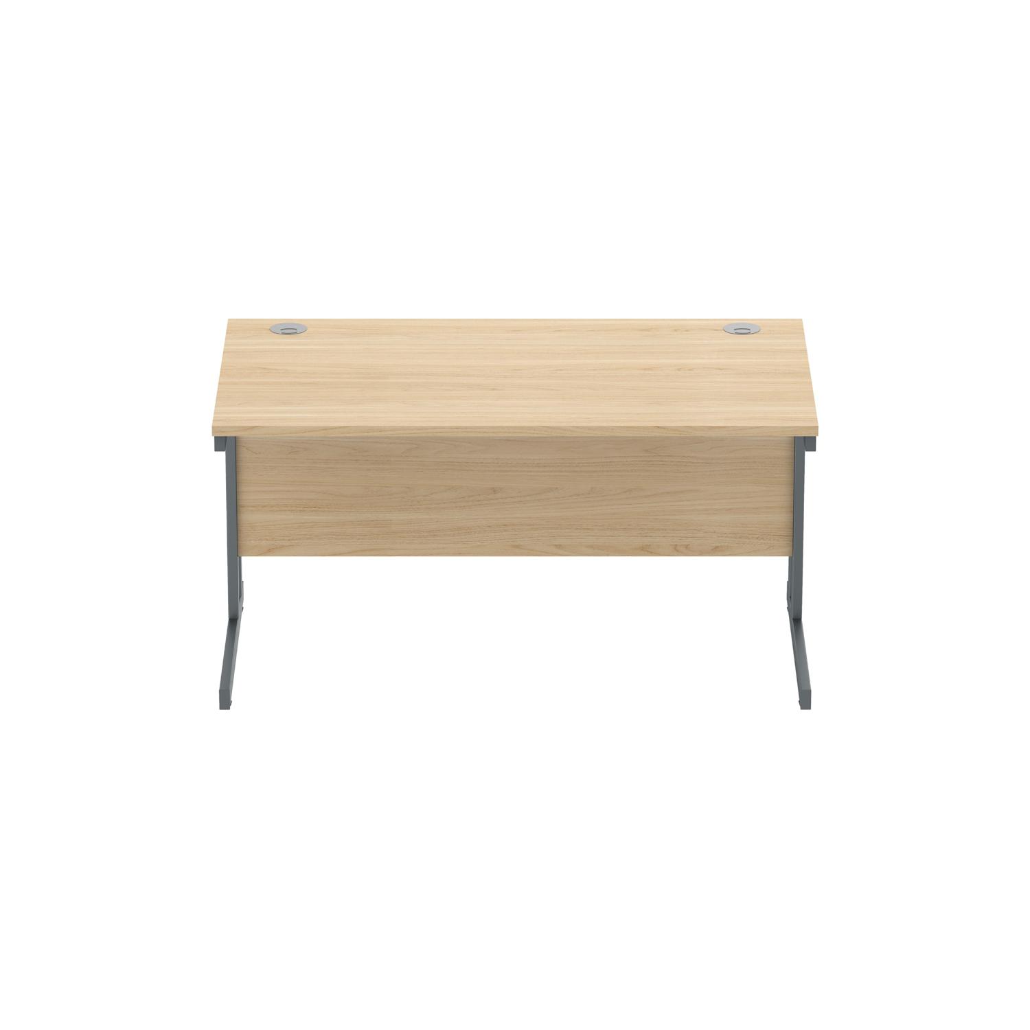 Office Rectangular Desk with Steel Double Upright Cantilever Frame  1400X800 Canadian Oak/Graphite