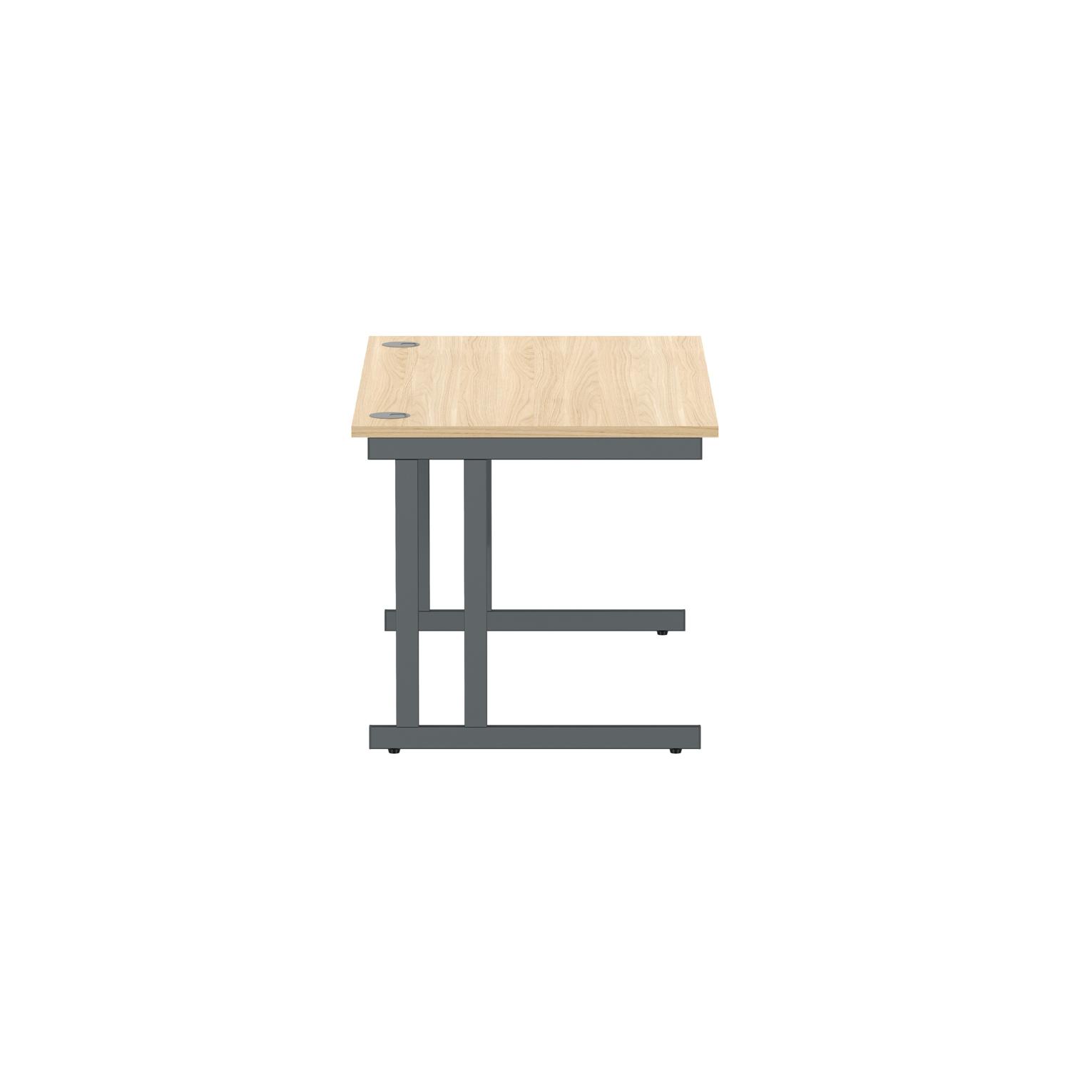 Office Rectangular Desk with Steel Double Upright Cantilever Frame  1400X800 Canadian Oak/Graphite