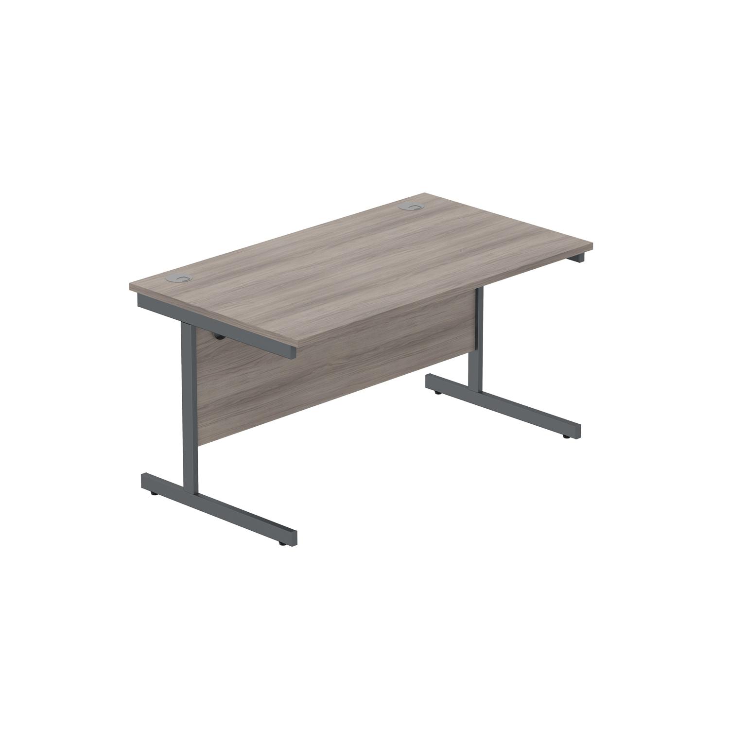 Office Rectangular Desk with Steel Single Upright Cantilever Frame  1400X800 Alaskan Grey Oak/Graphite