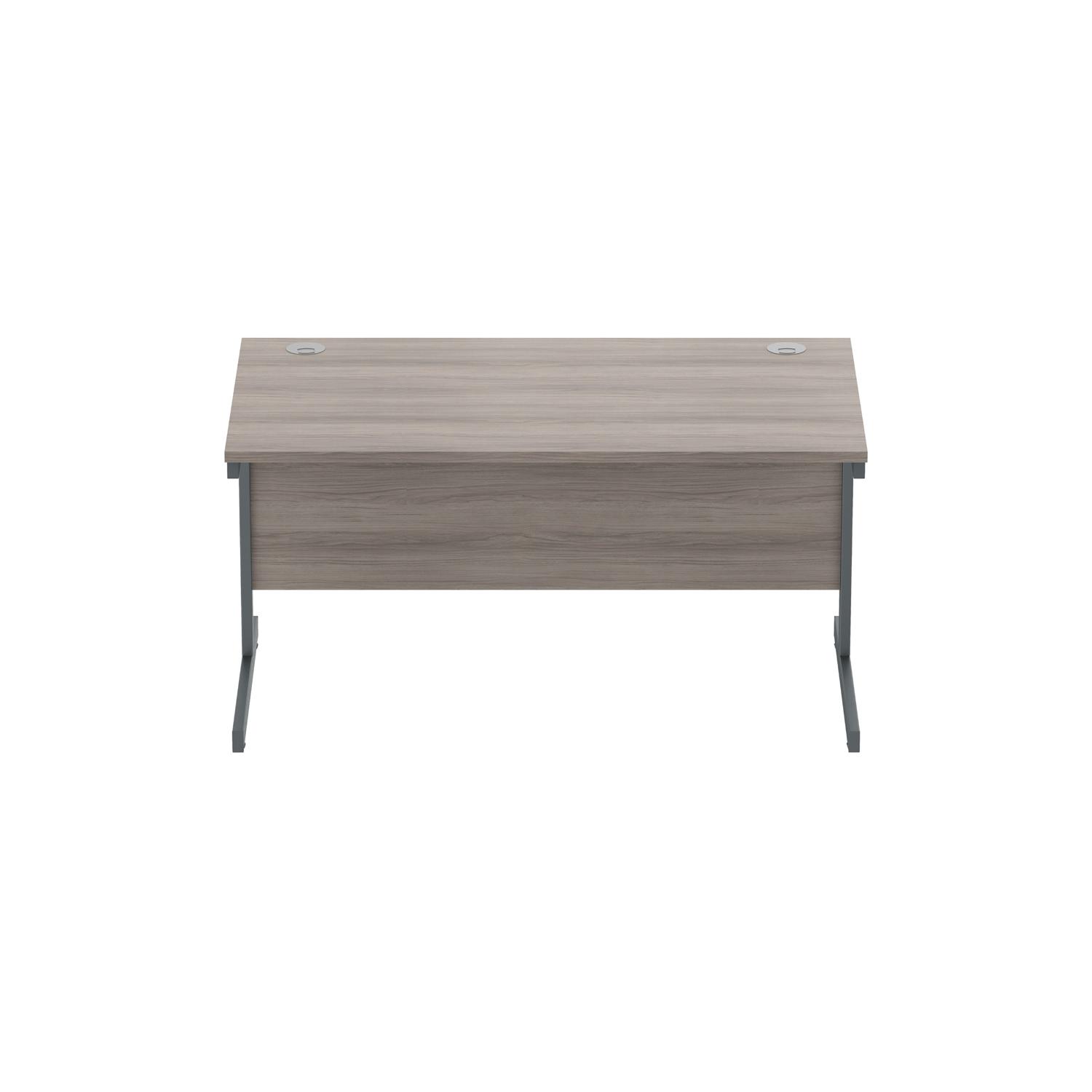 Office Rectangular Desk with Steel Single Upright Cantilever Frame  1400X800 Alaskan Grey Oak/Graphite
