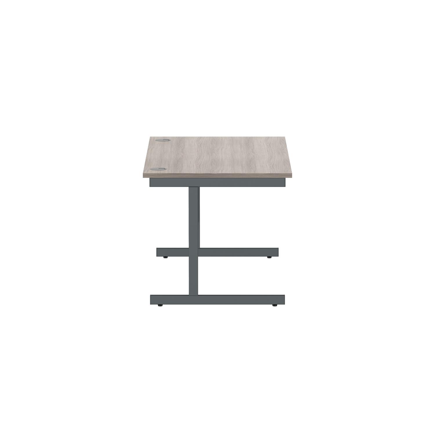 Office Rectangular Desk with Steel Single Upright Cantilever Frame  1400X800 Alaskan Grey Oak/Graphite