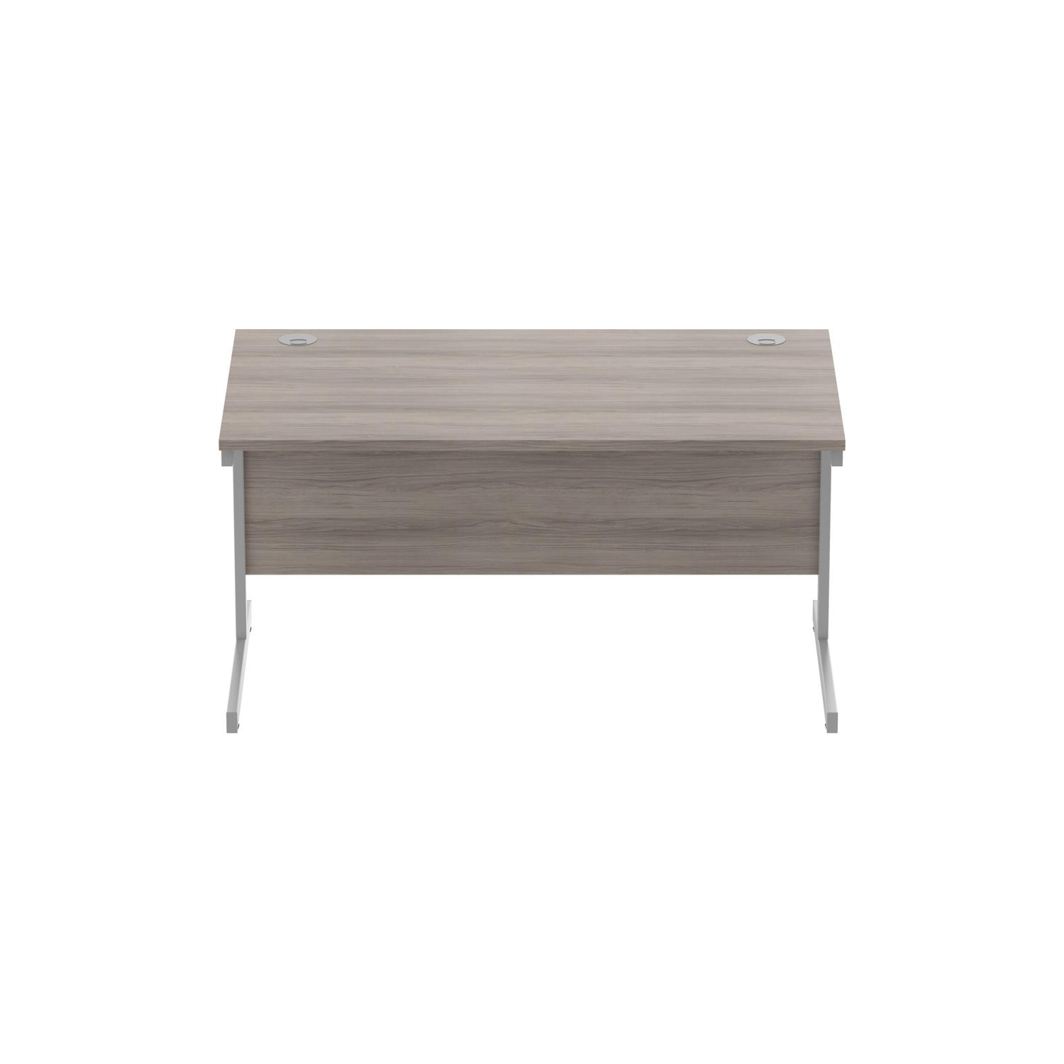 Office Rectangular Desk with Steel Single Upright Cantilever Frame  1400X800 Alaskan Grey Oak/Silver