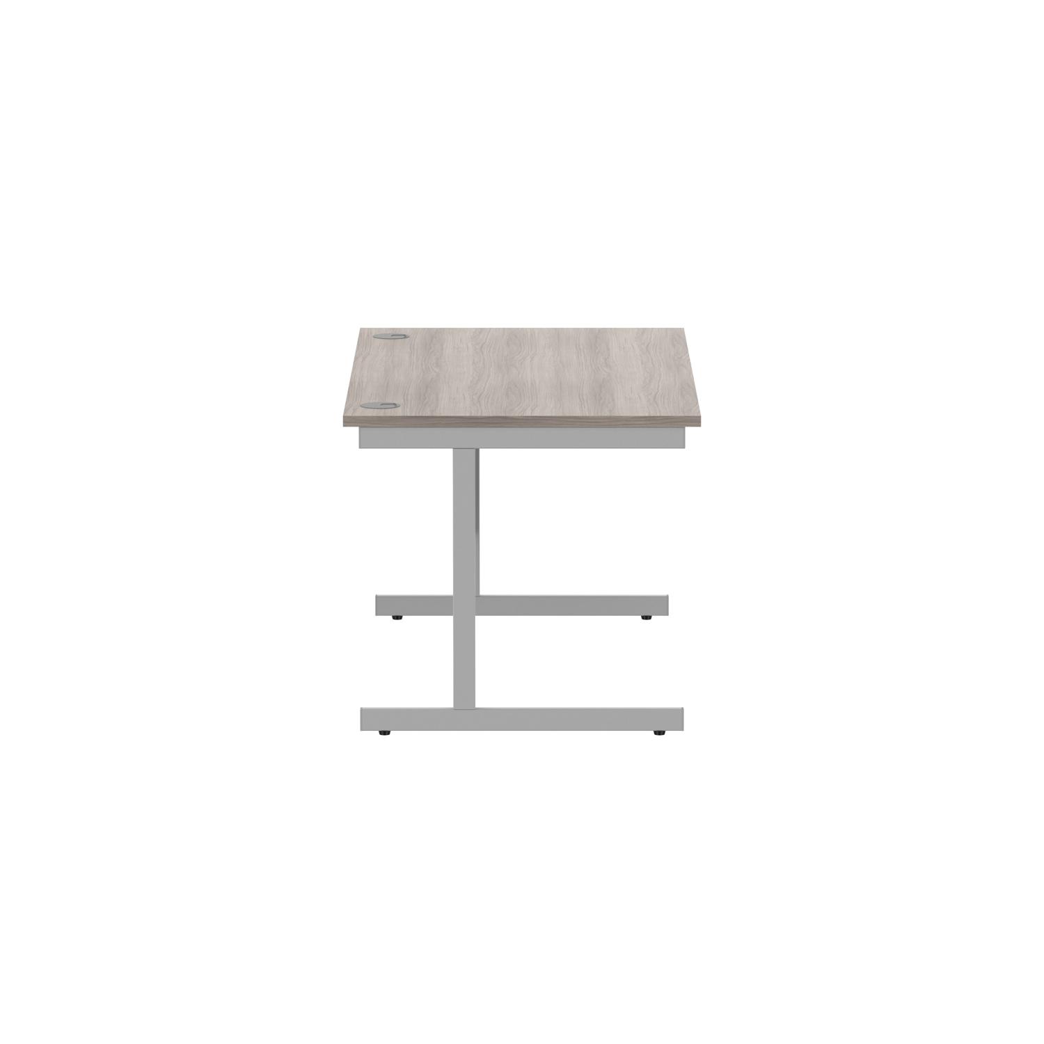 Office Rectangular Desk with Steel Single Upright Cantilever Frame  1400X800 Alaskan Grey Oak/Silver
