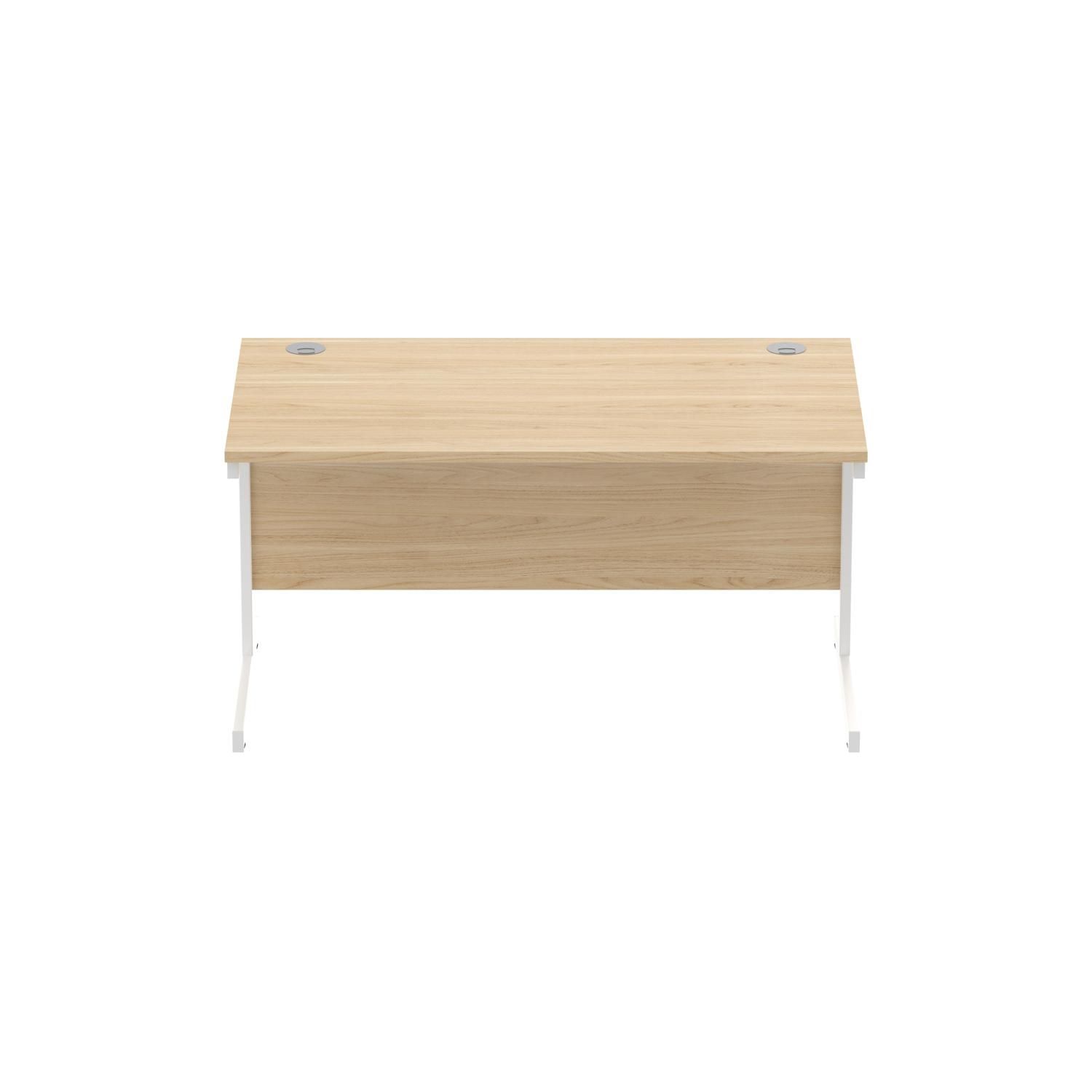 Office Rectangular Desk with Steel Single Upright Cantilever Frame  1400X800 Canadian Oak/White