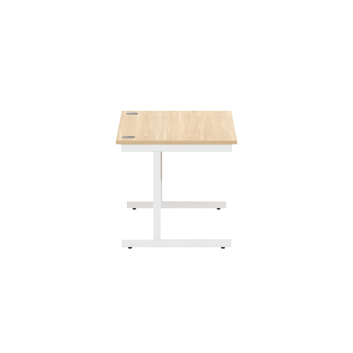 Office Rectangular Desk with Steel Single Upright Cantilever Frame  1400X800 Canadian Oak/White