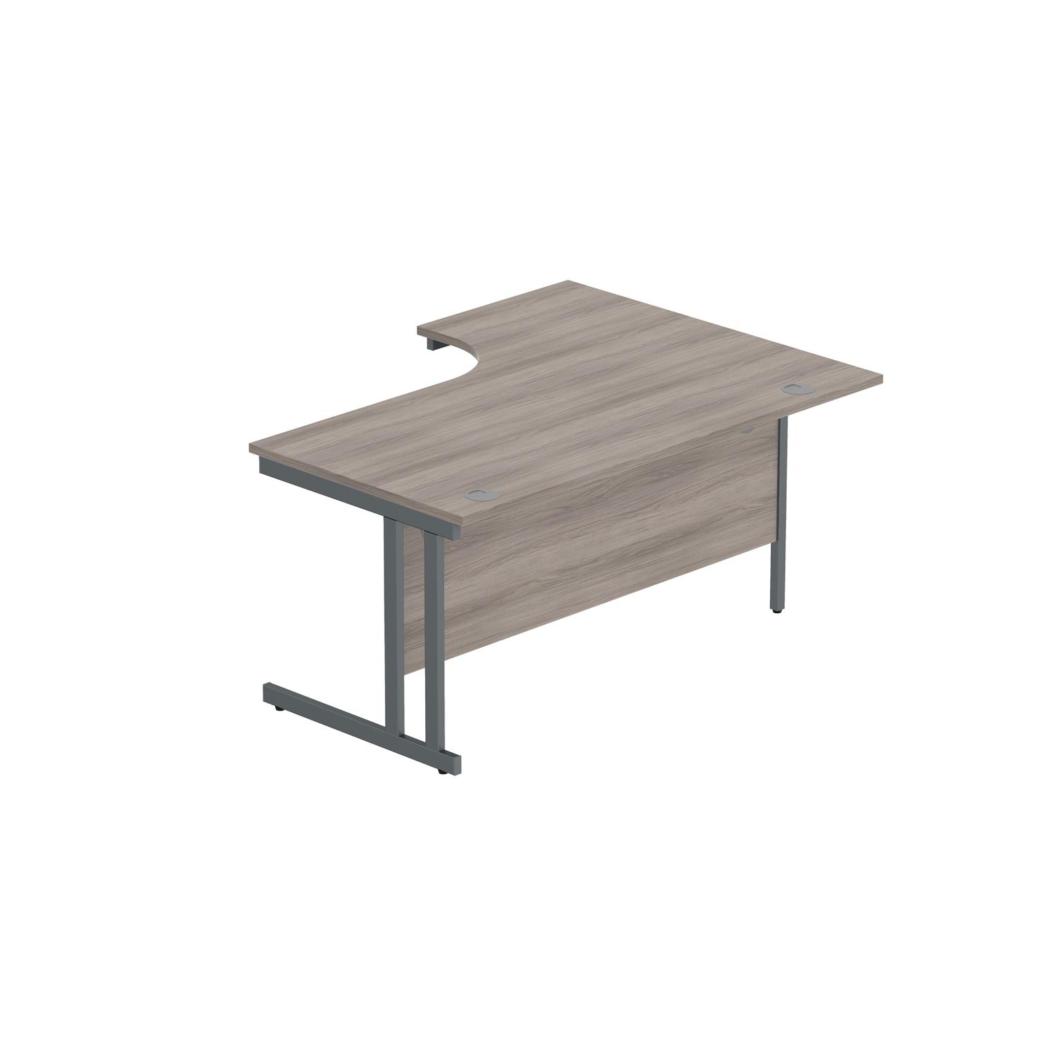 Office Left Hand Corner Desk with Steel Double Upright Cantilever Frame  1600X1200 Alaskan Grey Oak/Graphite