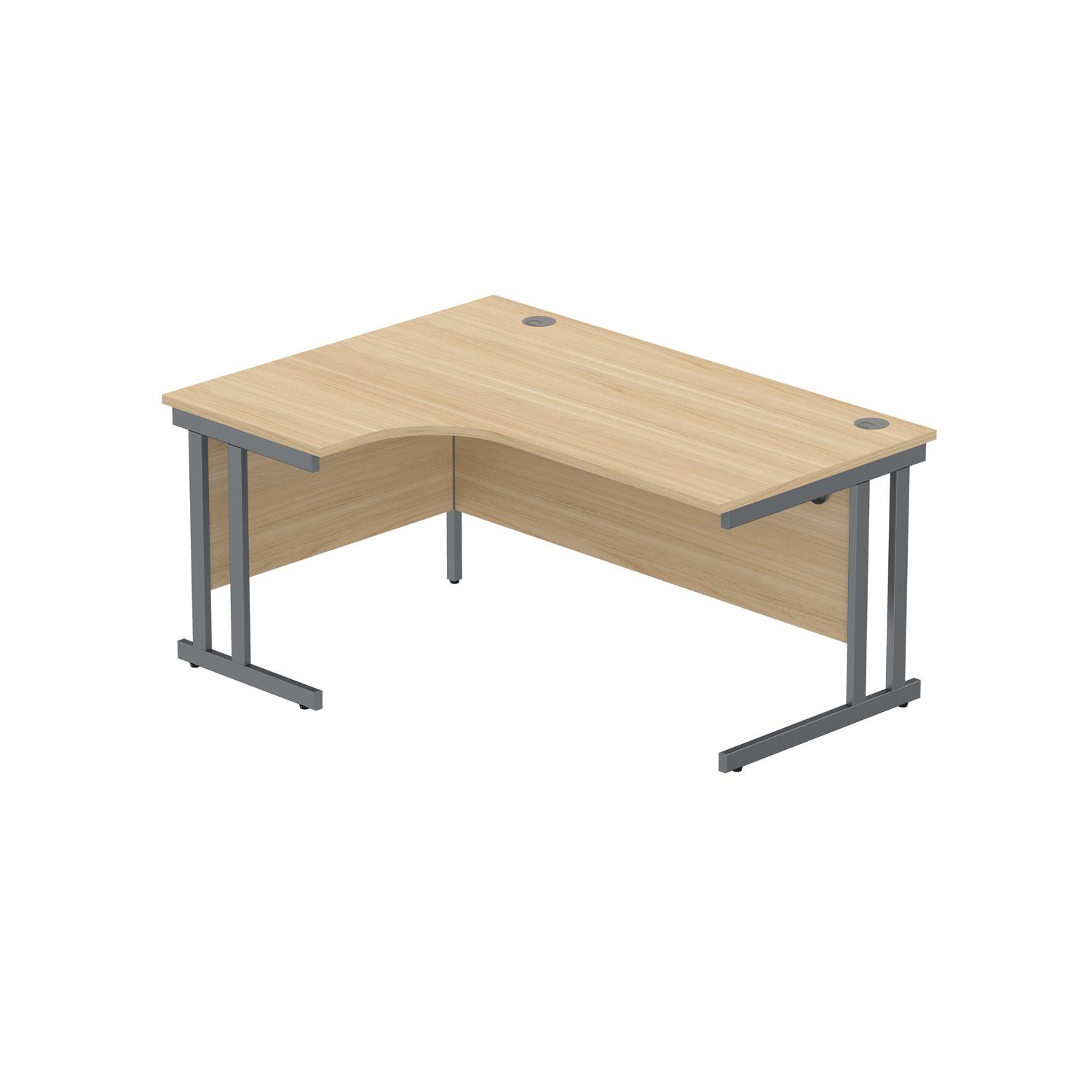 Office Left Hand Corner Desk with Steel Double Upright Cantilever Frame  1600X1200 Canadian Oak/Graphite