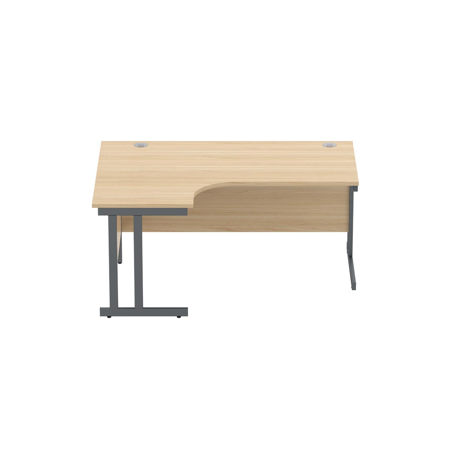 Office Left Hand Corner Desk with Steel Double Upright Cantilever Frame  1600X1200 Canadian Oak/Graphite