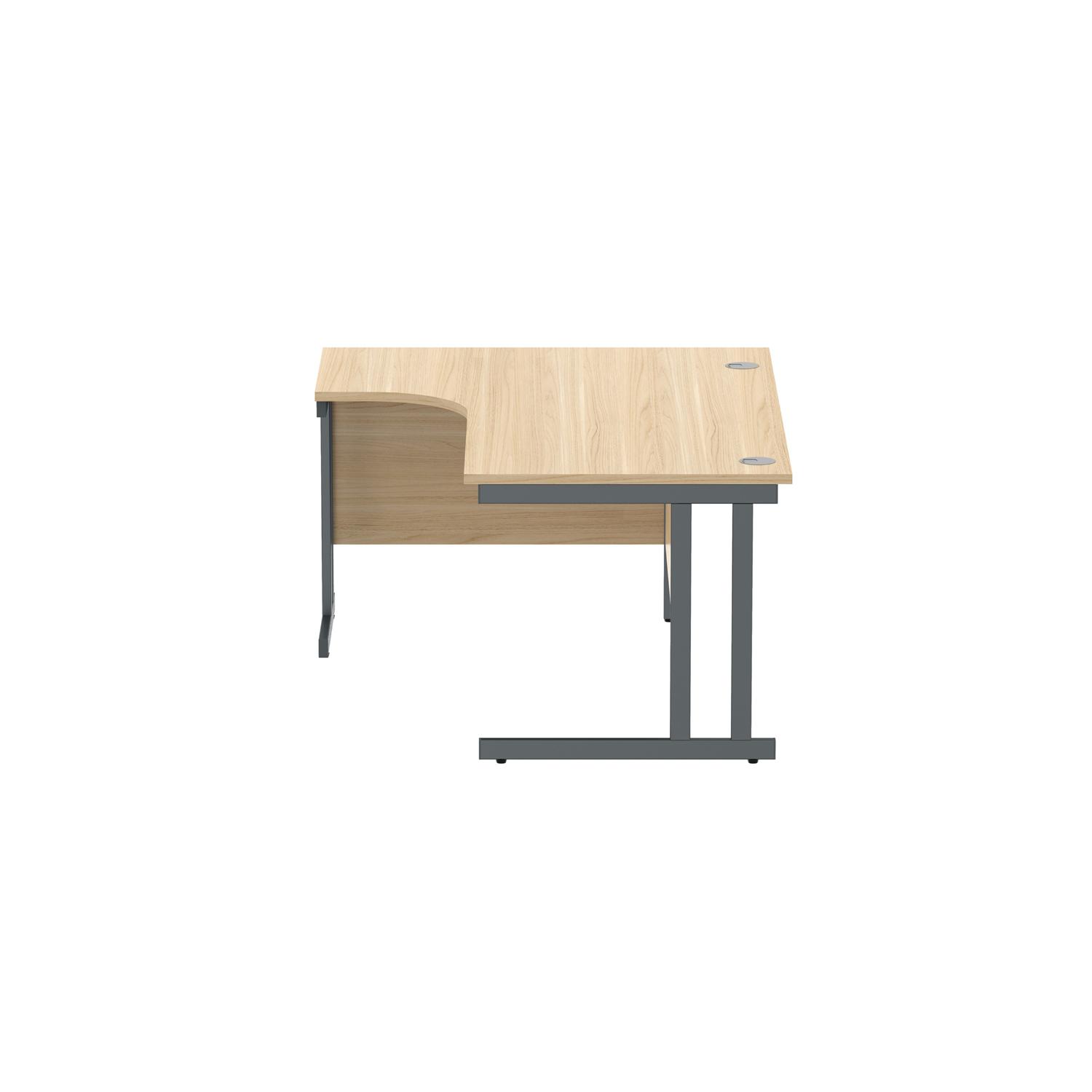 Office Left Hand Corner Desk with Steel Double Upright Cantilever Frame  1600X1200 Canadian Oak/Graphite