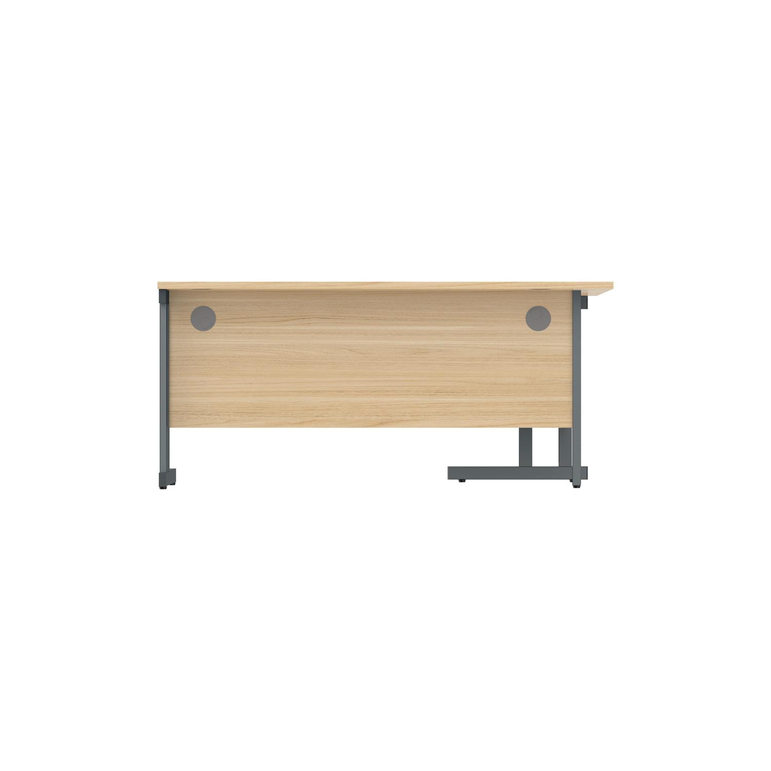 Office Left Hand Corner Desk with Steel Double Upright Cantilever Frame  1600X1200 Canadian Oak/Graphite
