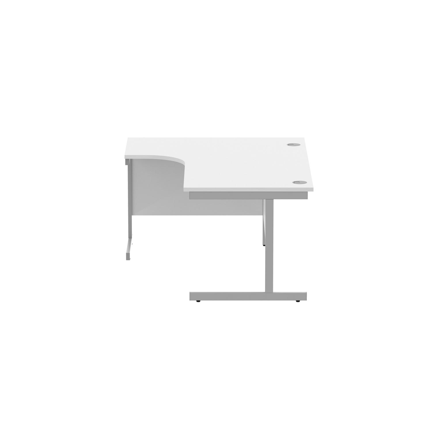 Office Left Hand Corner Desk with Steel Single Upright Cantilever Frame  1600X1200 Arctic White/Silver