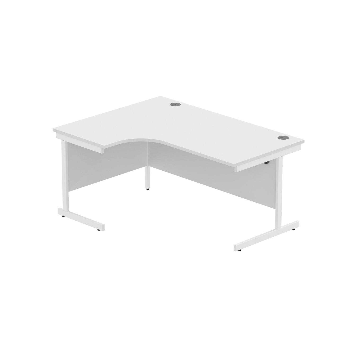 Office Left Hand Corner Desk with Steel Single Upright Cantilever Frame  1600X1200 Arctic White/White