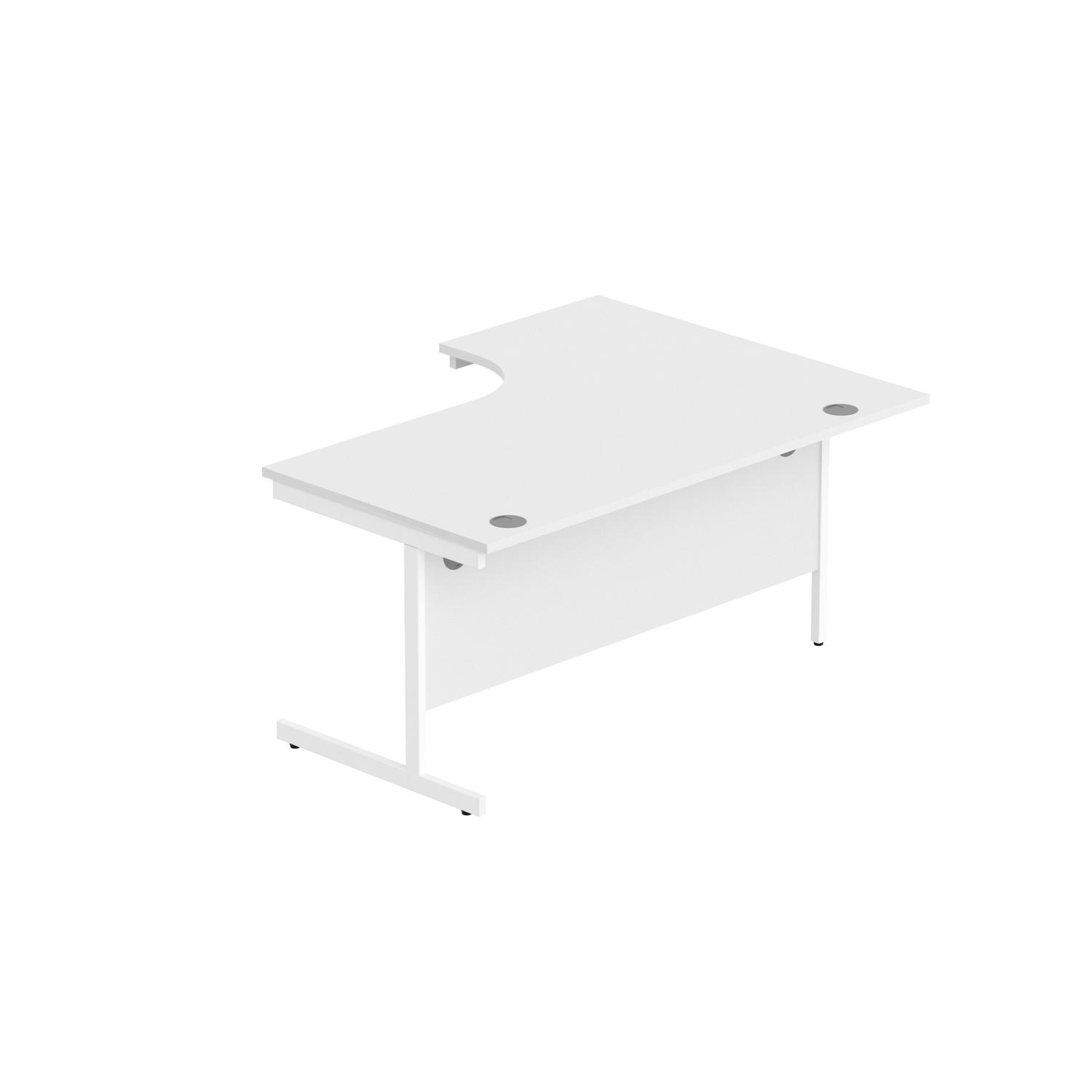 Office Left Hand Corner Desk with Steel Single Upright Cantilever Frame  1600X1200 Arctic White/White