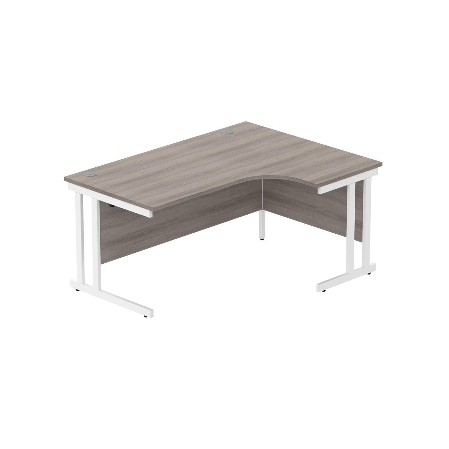 Office Right Hand Corner Desk with Steel Double Upright Cantilever Frame  1600X1200 Alaskan Grey Oak/White