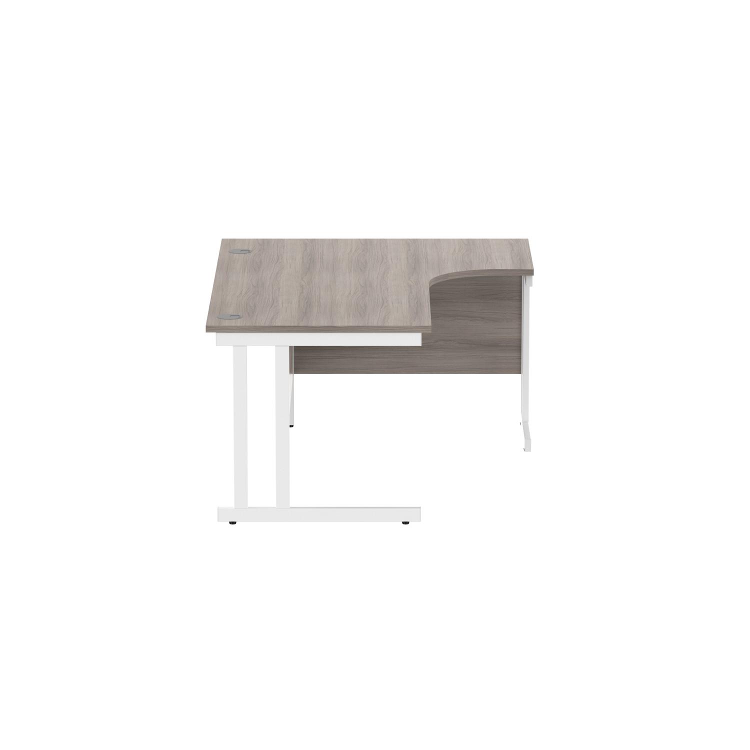 Office Right Hand Corner Desk with Steel Double Upright Cantilever Frame  1600X1200 Alaskan Grey Oak/White