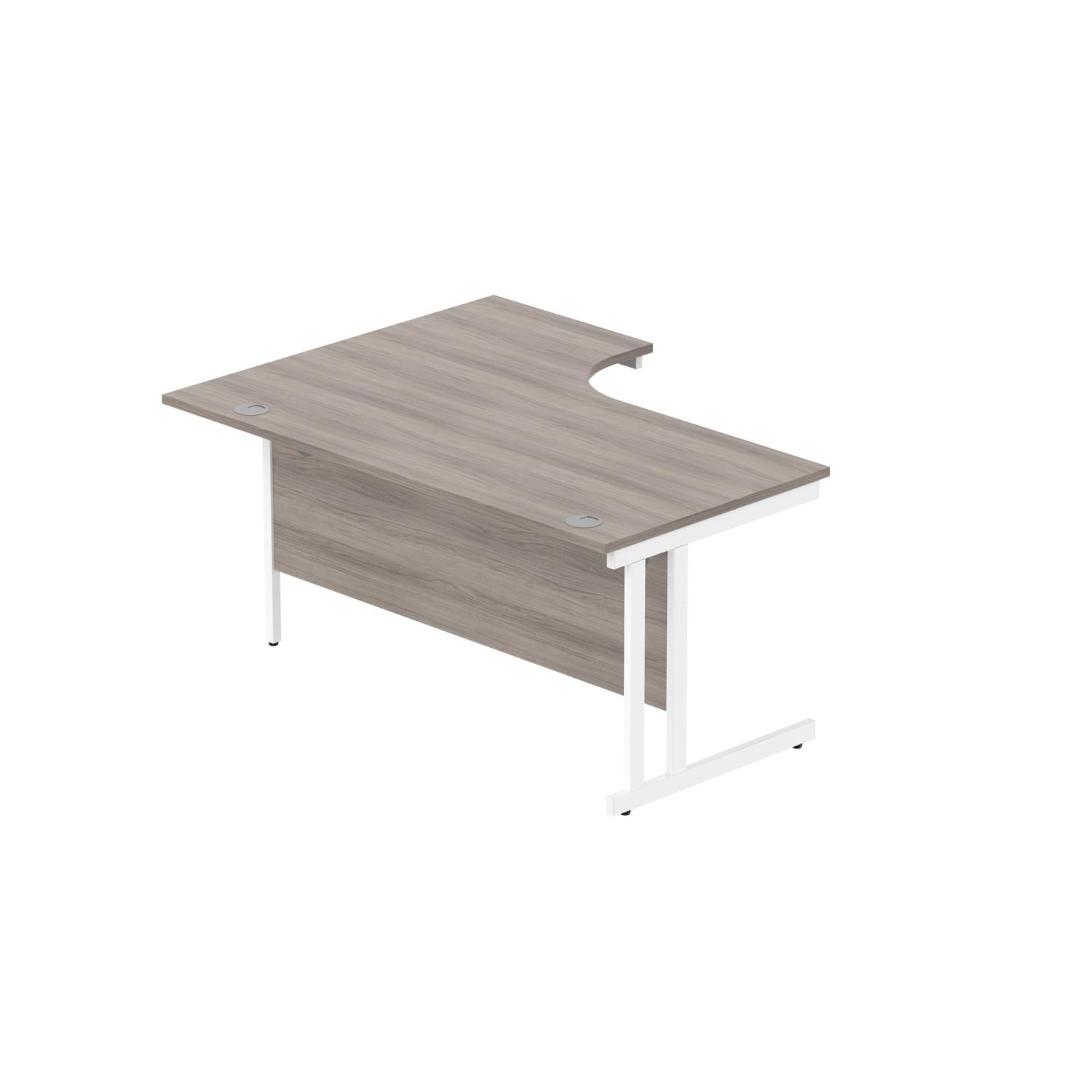 Office Right Hand Corner Desk with Steel Double Upright Cantilever Frame  1600X1200 Alaskan Grey Oak/White