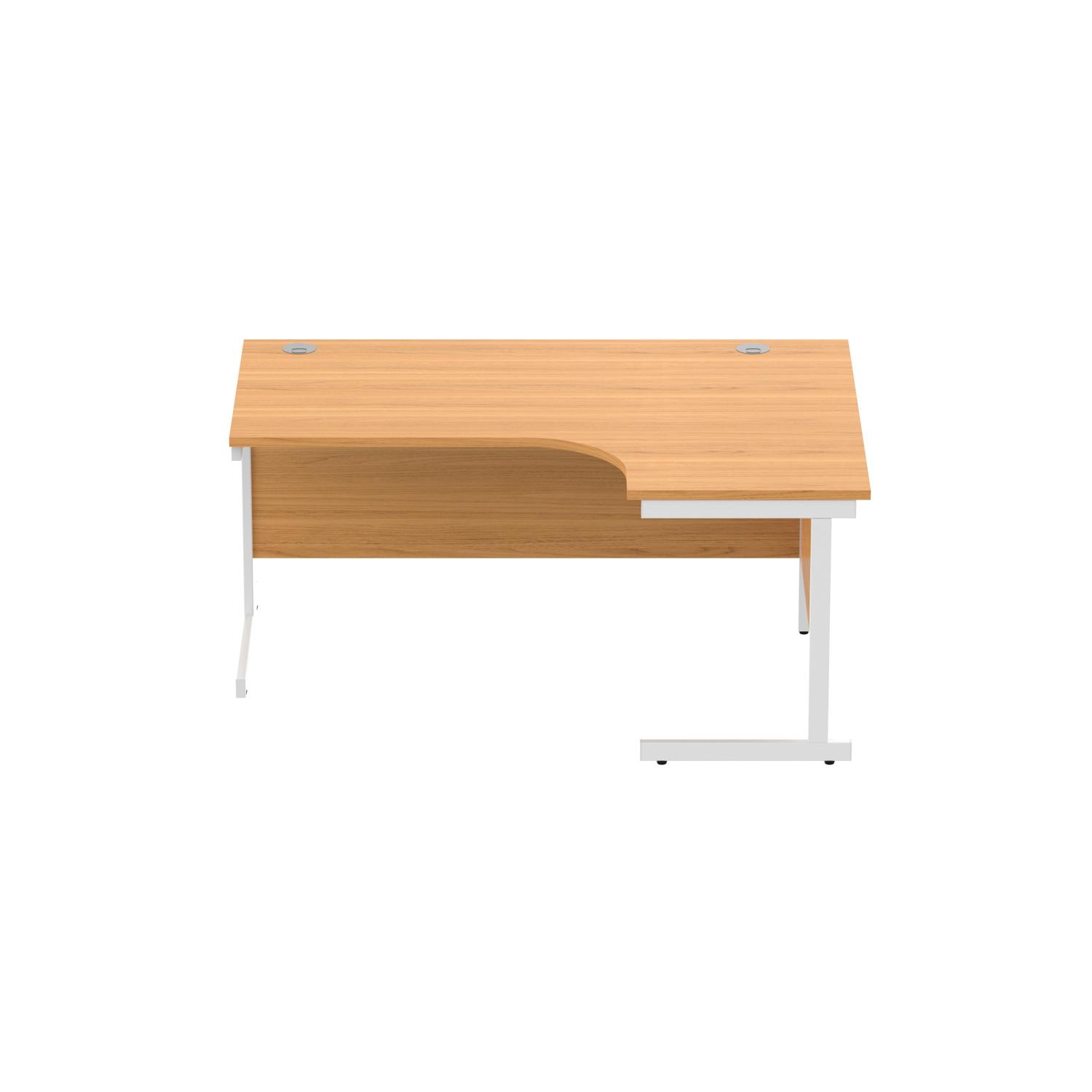 Office Right Hand Corner Desk with Steel Single Upright Cantilever Frame  1600X1200 Norwegian Beech/White