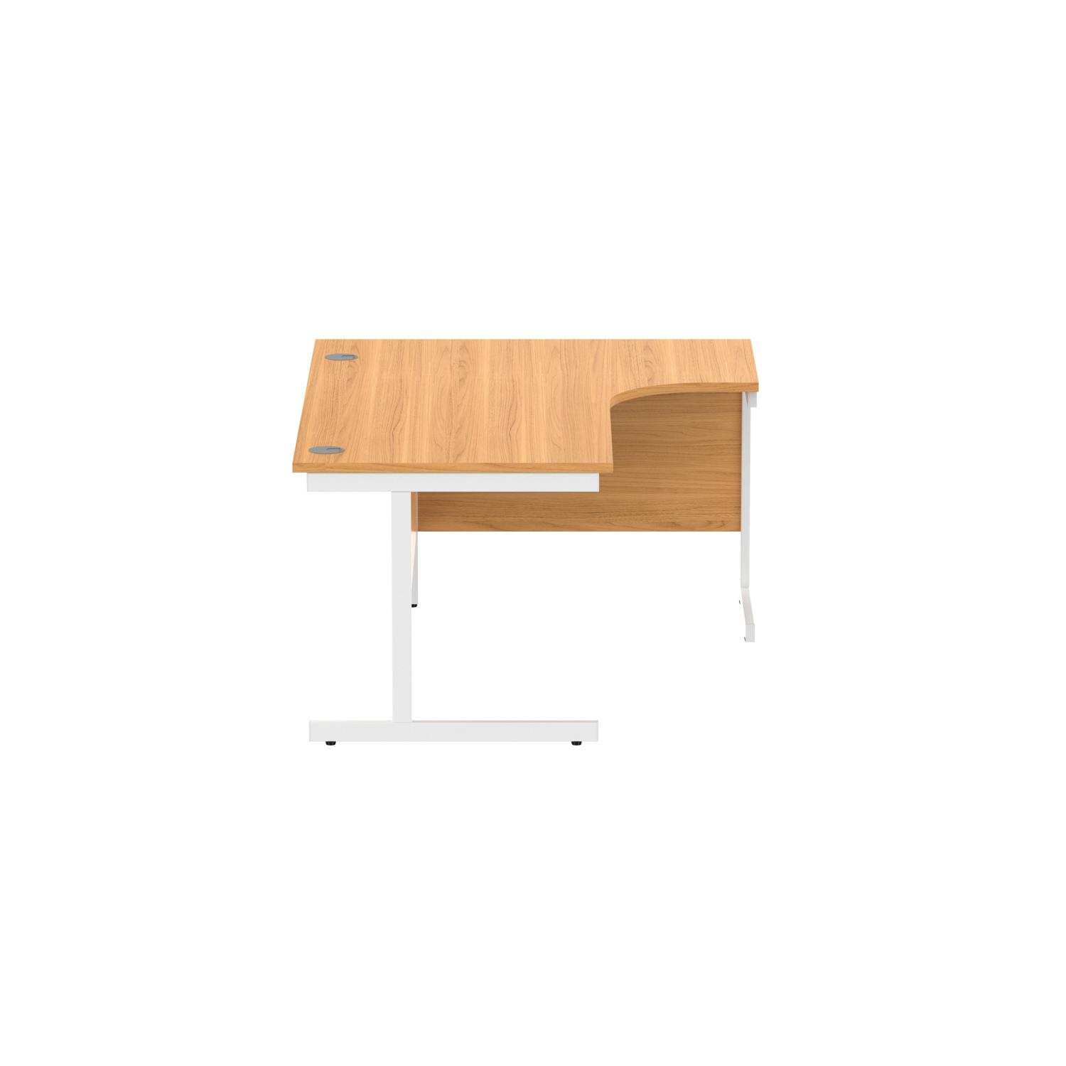 Office Right Hand Corner Desk with Steel Single Upright Cantilever Frame  1600X1200 Norwegian Beech/White
