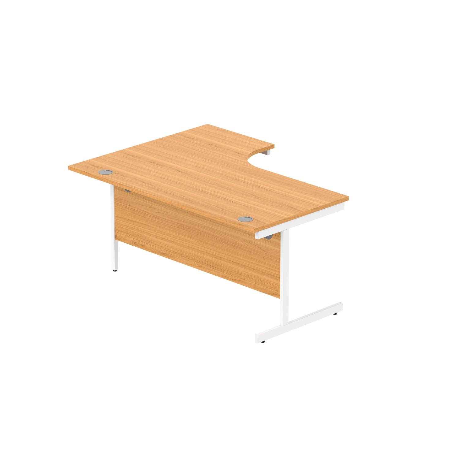 Office Right Hand Corner Desk with Steel Single Upright Cantilever Frame  1600X1200 Norwegian Beech/White