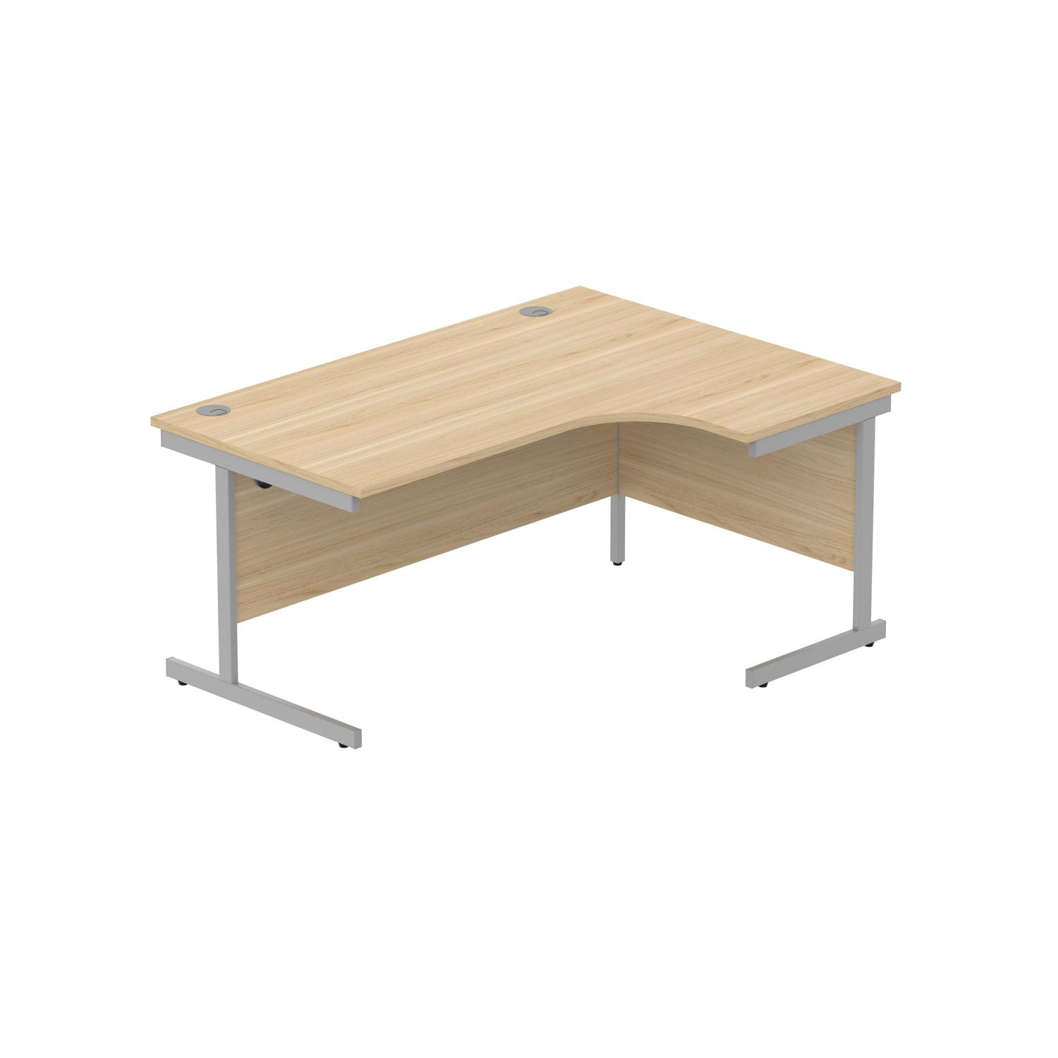 Office Right Hand Corner Desk with Steel Single Upright Cantilever Frame  1600X1200 Canadian Oak/Silver