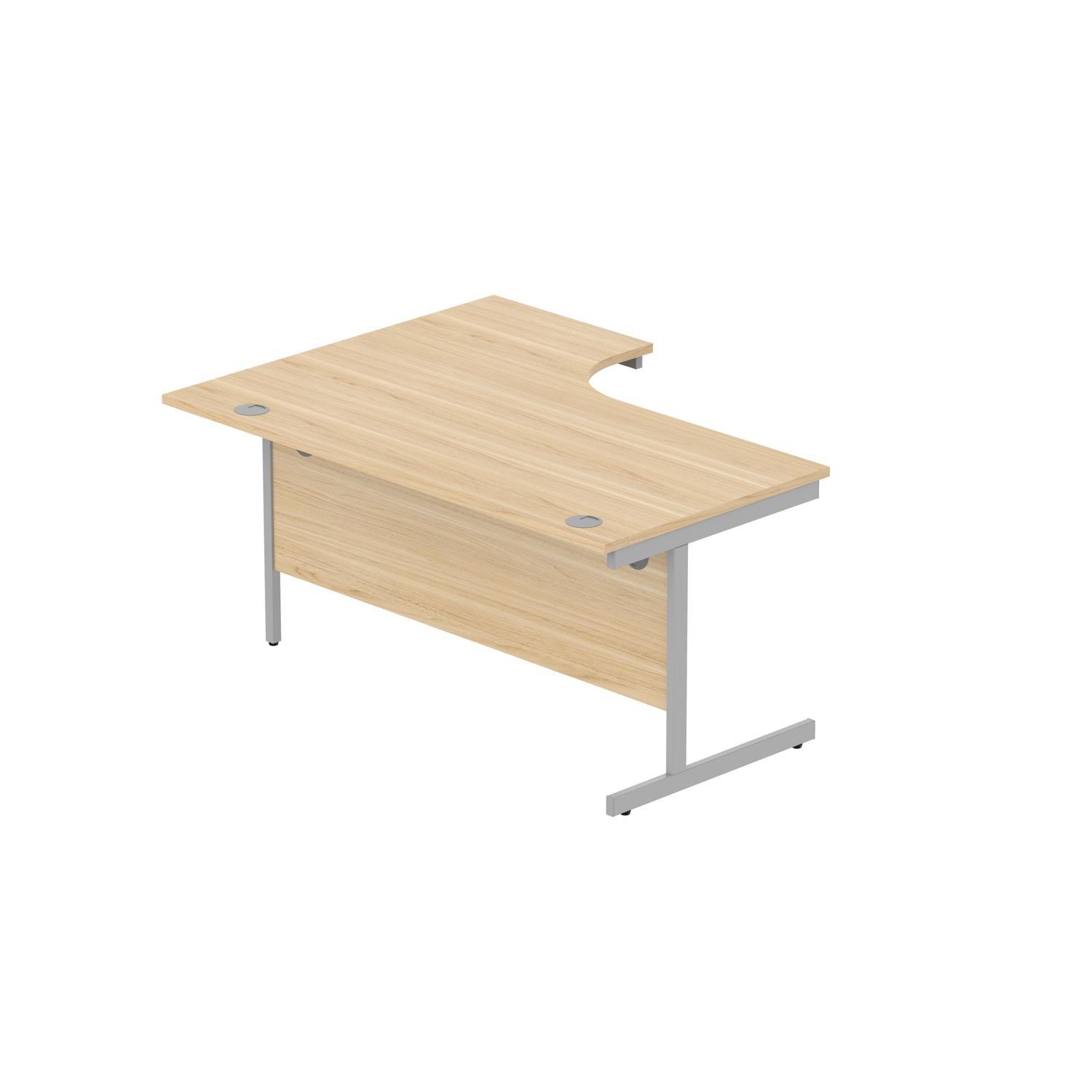 Office Right Hand Corner Desk with Steel Single Upright Cantilever Frame  1600X1200 Canadian Oak/Silver