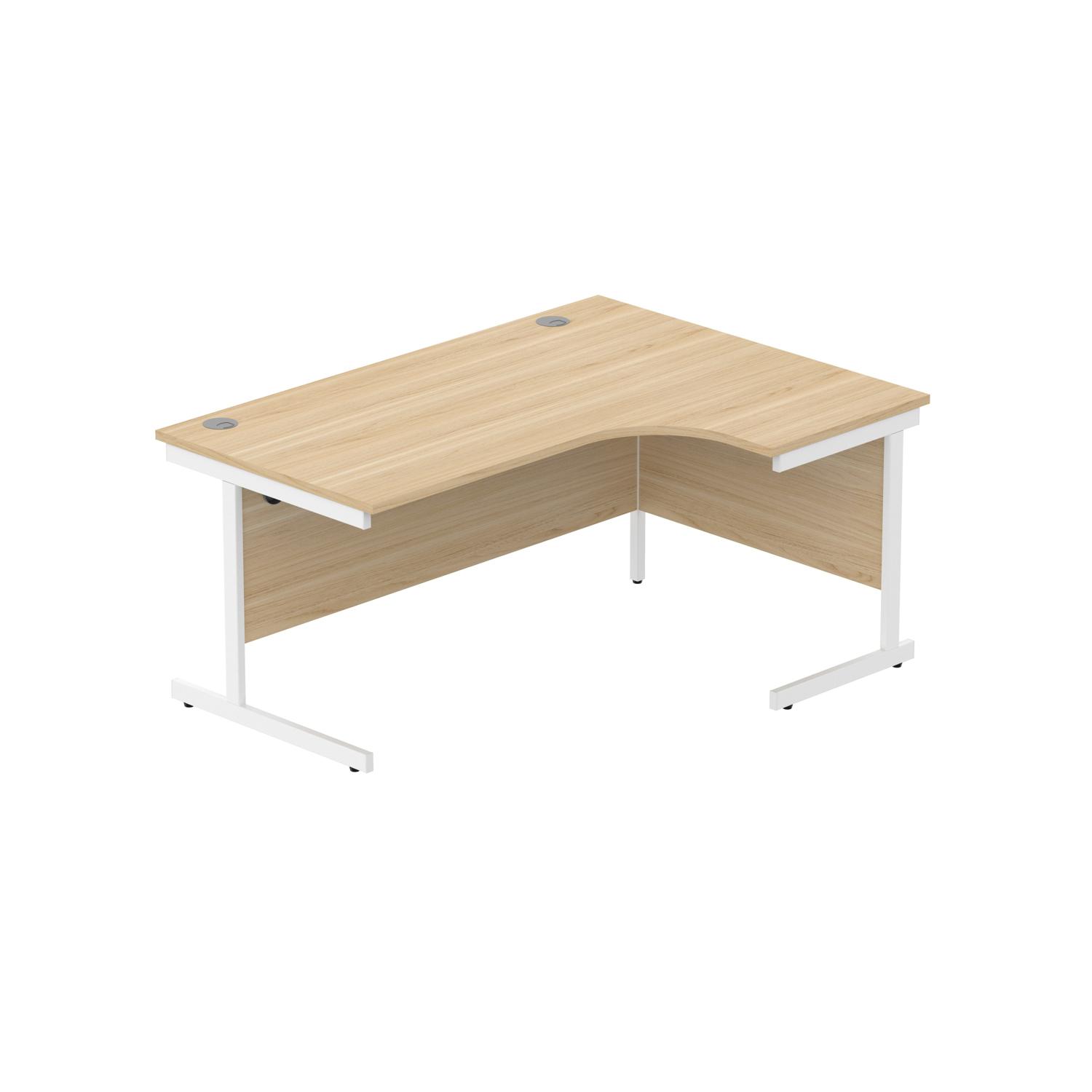 Office Right Hand Corner Desk with Steel Single Upright Cantilever Frame  1600X1200 Canadian Oak/White