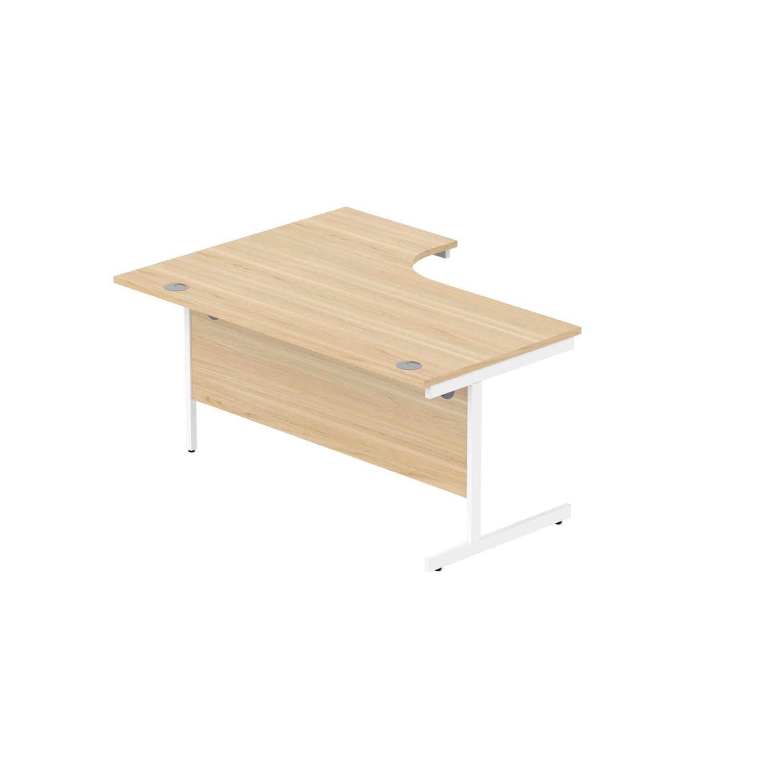 Office Right Hand Corner Desk with Steel Single Upright Cantilever Frame  1600X1200 Canadian Oak/White