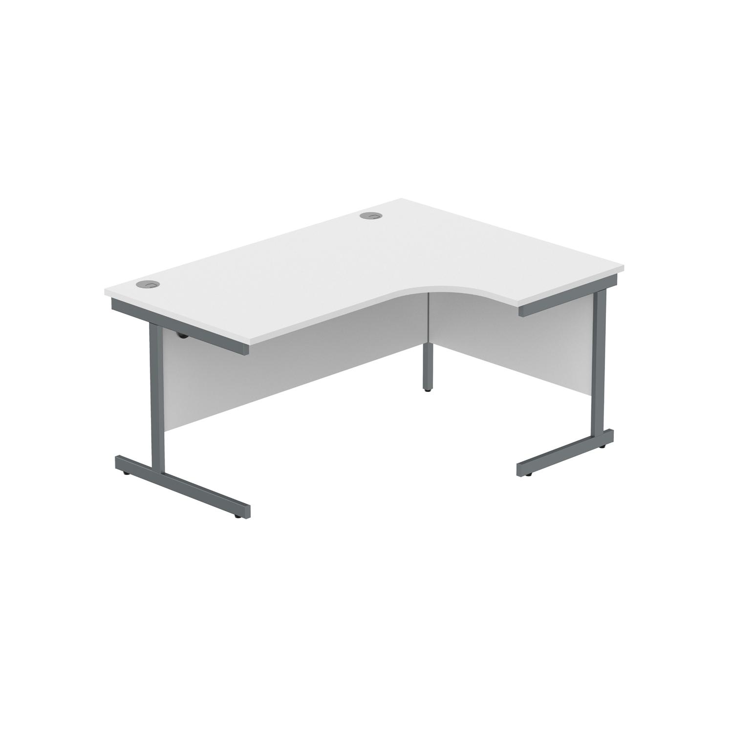Office Right Hand Corner Desk with Steel Single Upright Cantilever Frame  1600X1200 Arctic White/Graphite
