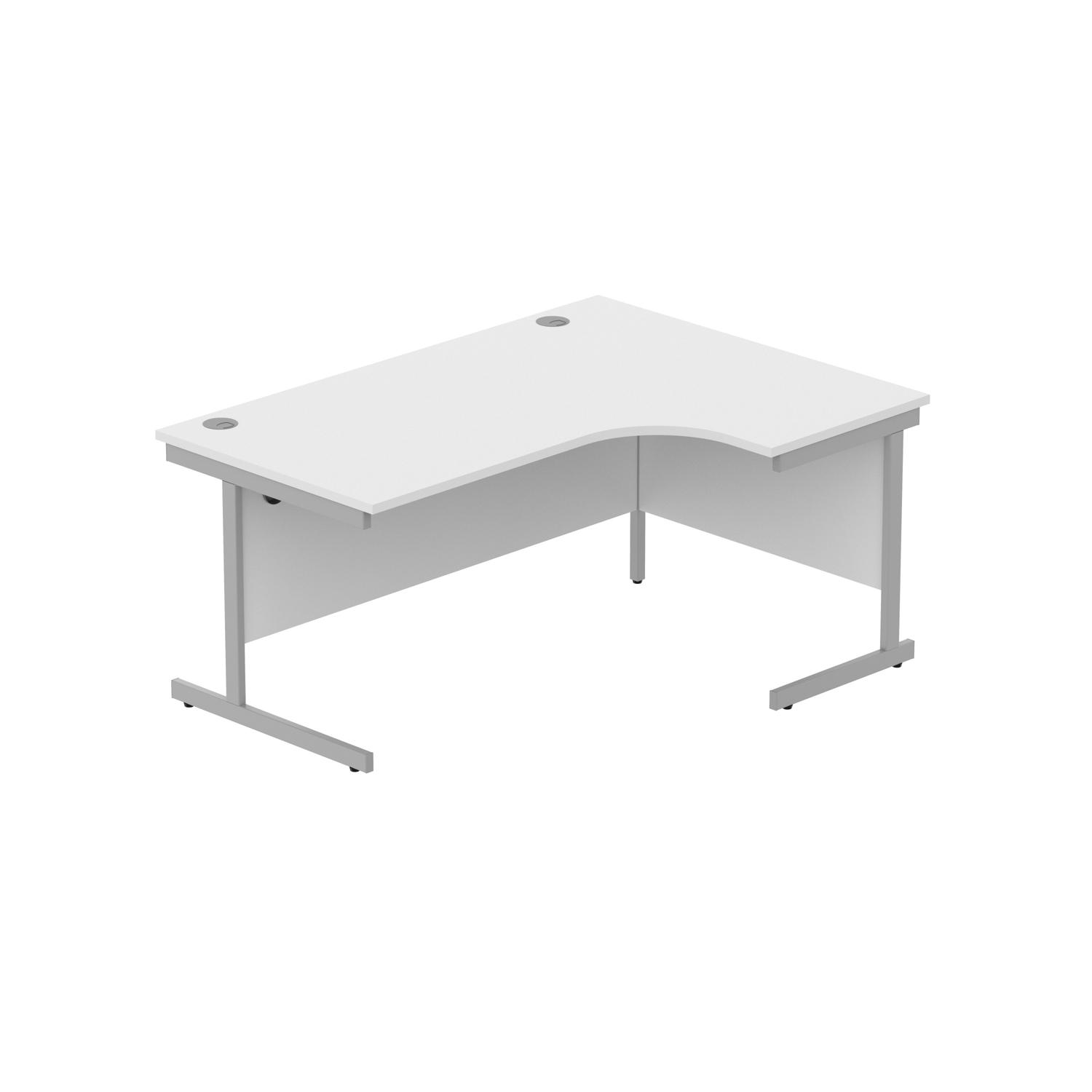 Office Right Hand Corner Desk with Steel Single Upright Cantilever Frame  1600X1200 Arctic White/Silver