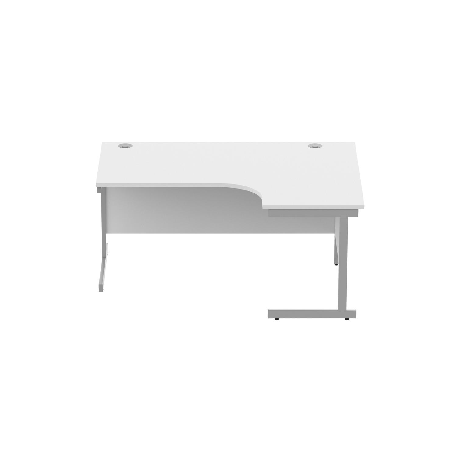 Office Right Hand Corner Desk with Steel Single Upright Cantilever Frame  1600X1200 Arctic White/Silver