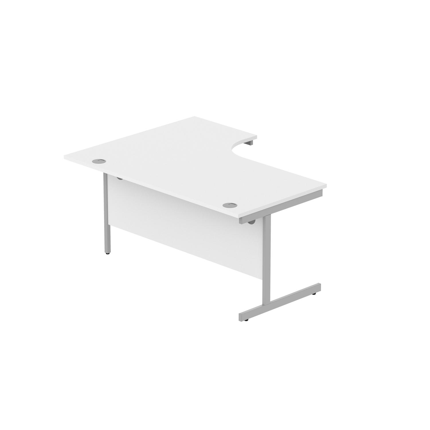 Office Right Hand Corner Desk with Steel Single Upright Cantilever Frame  1600X1200 Arctic White/Silver