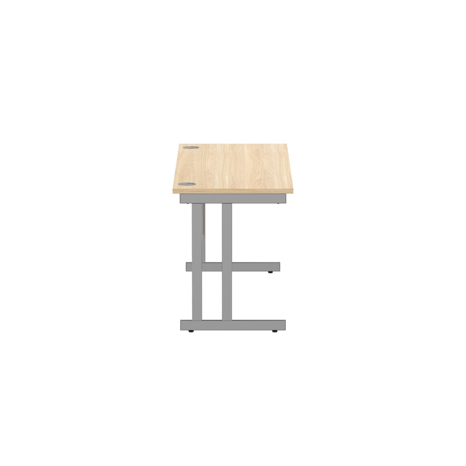 Office Rectangular Desk with Steel Double Upright Cantilever Frame  1600X600 Canadian Oak/Graphite