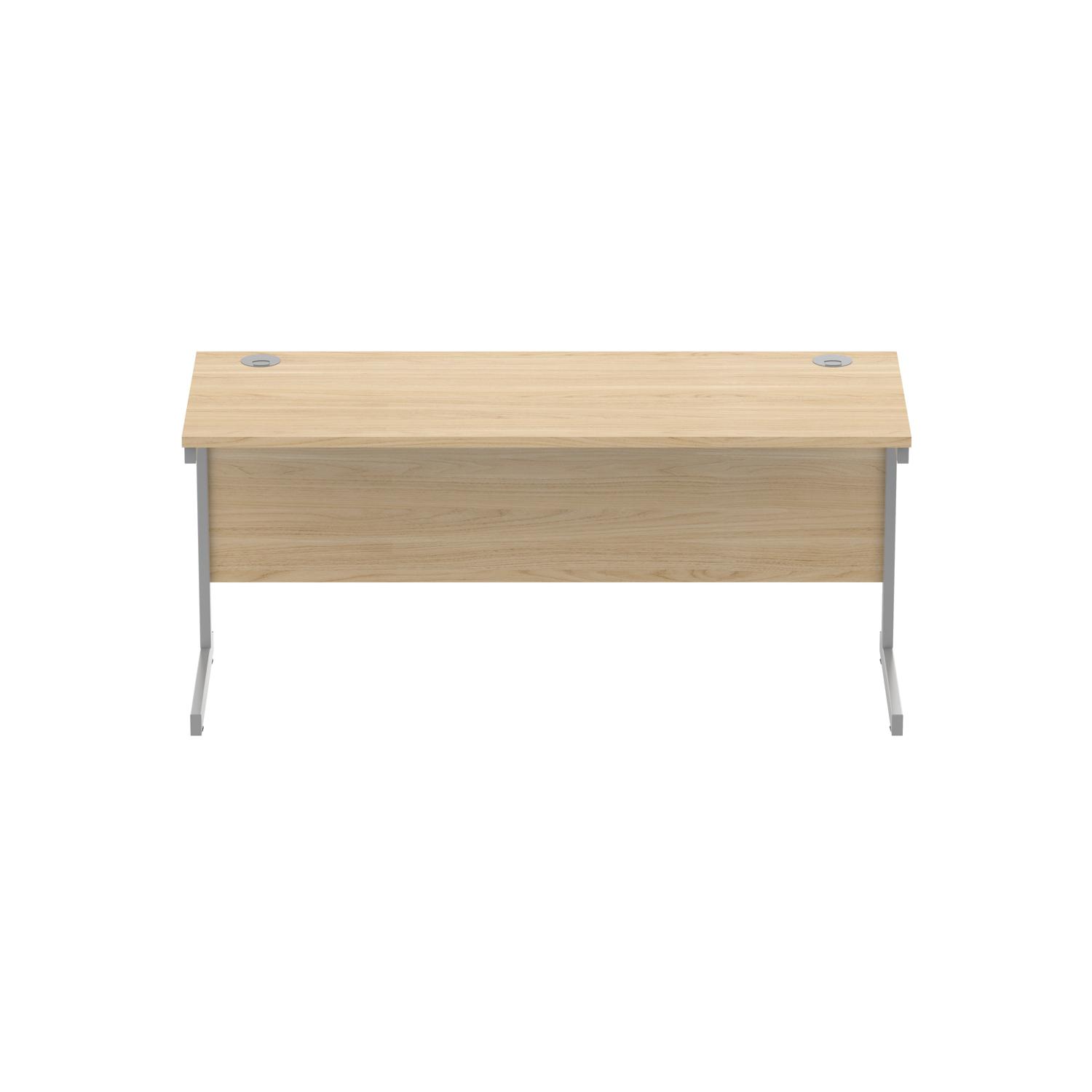 Office Rectangular Desk with Steel Single Upright Cantilever Frame  1600X600 Canadian Oak/Silver