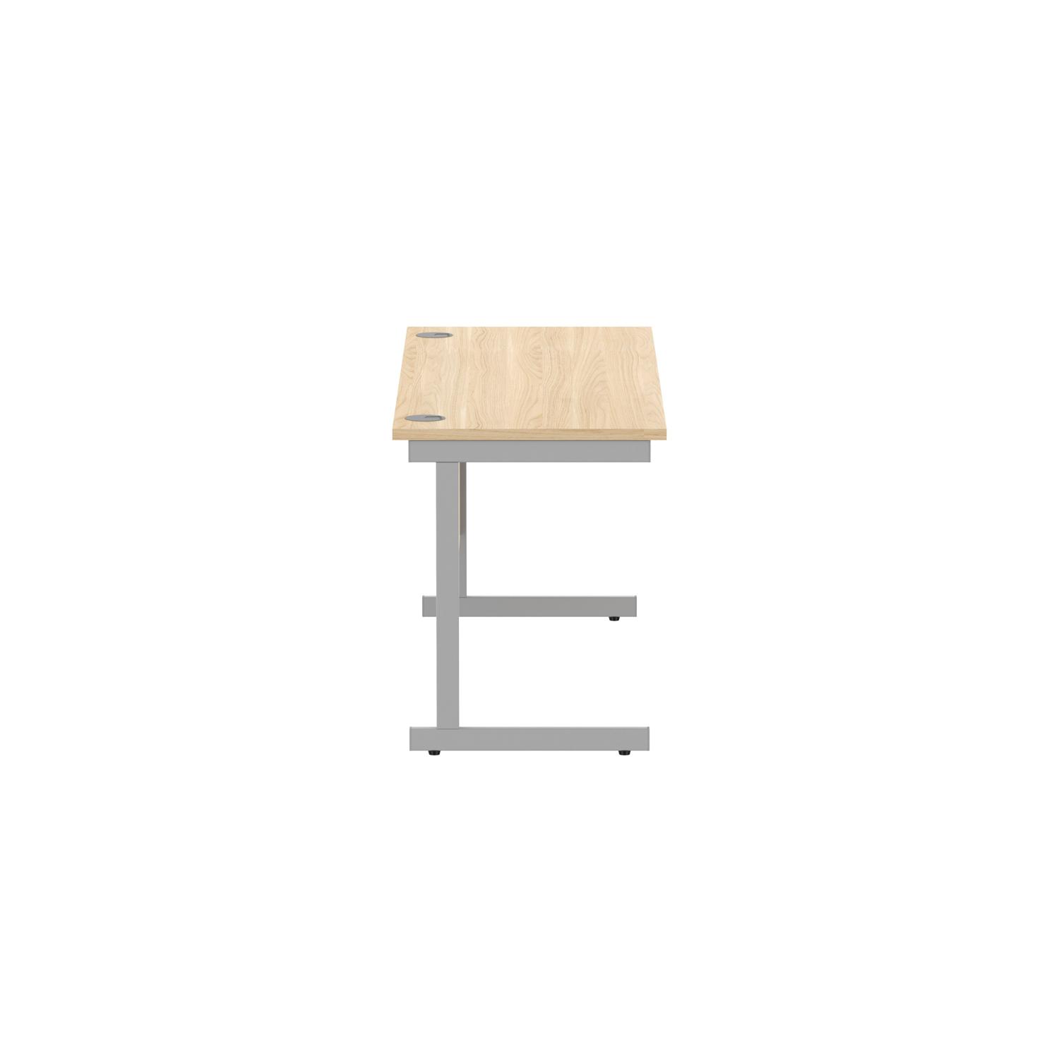Office Rectangular Desk with Steel Single Upright Cantilever Frame  1600X600 Canadian Oak/Silver