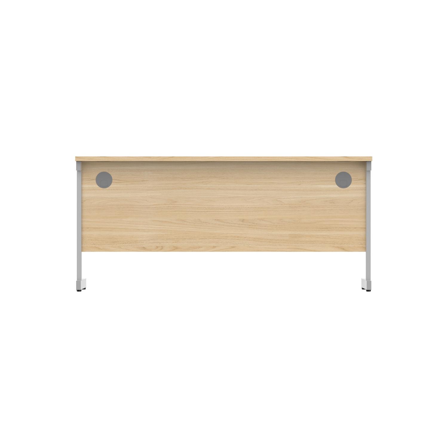 Office Rectangular Desk with Steel Single Upright Cantilever Frame  1600X600 Canadian Oak/Silver