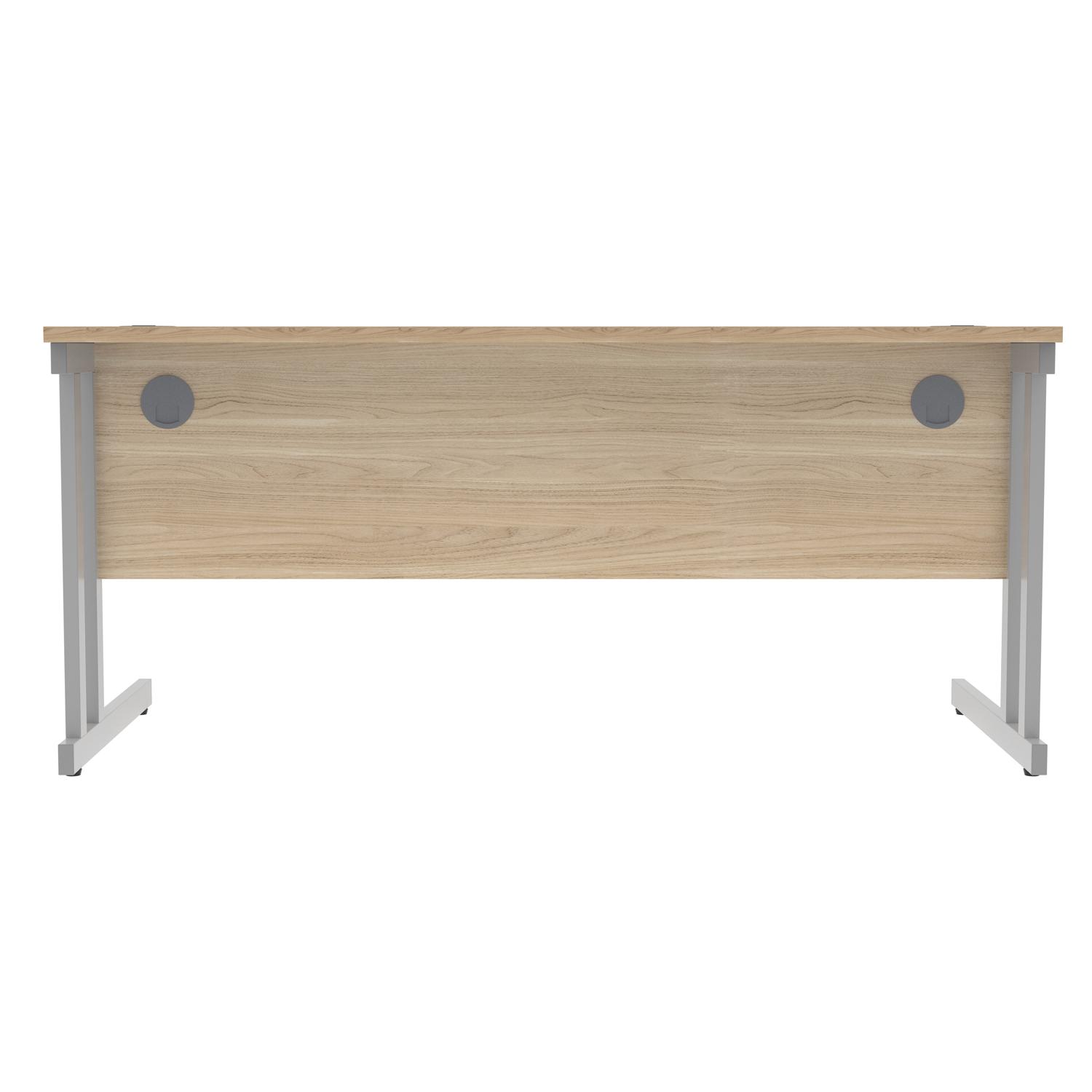 Office Rectangular Desk with Steel Double Upright Cantilever Frame  1600X800 Canadian Oak/Silver
