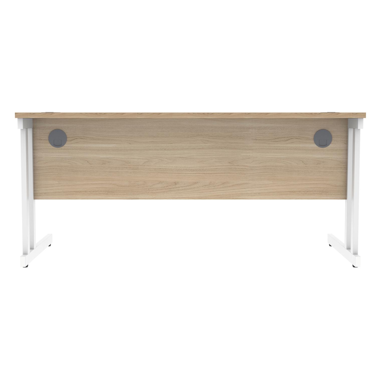 Office Rectangular Desk with Steel Double Upright Cantilever Frame  1600X800 Canadian Oak/White