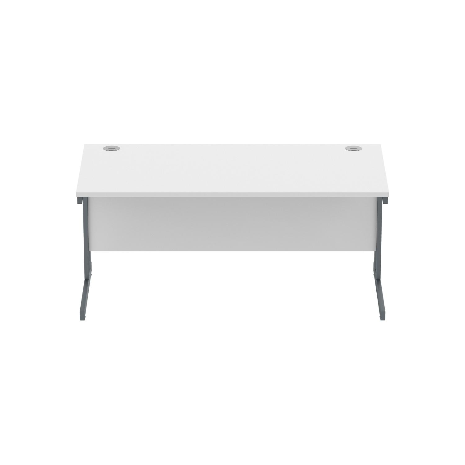 Office Rectangular Desk with Steel Double Upright Cantilever Frame  1600X800 Arctic White/Graphite