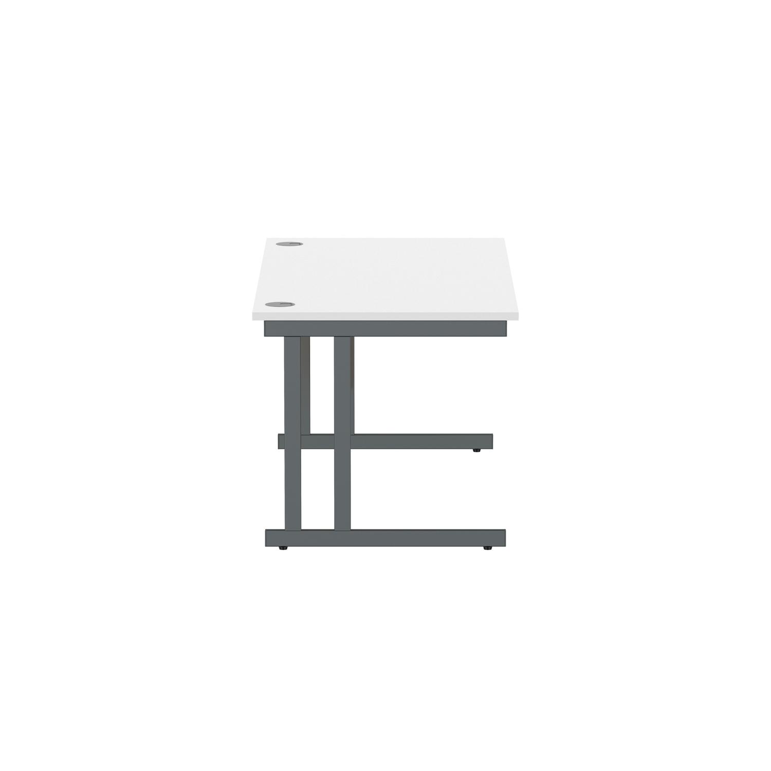 Office Rectangular Desk with Steel Double Upright Cantilever Frame  1600X800 Arctic White/Graphite