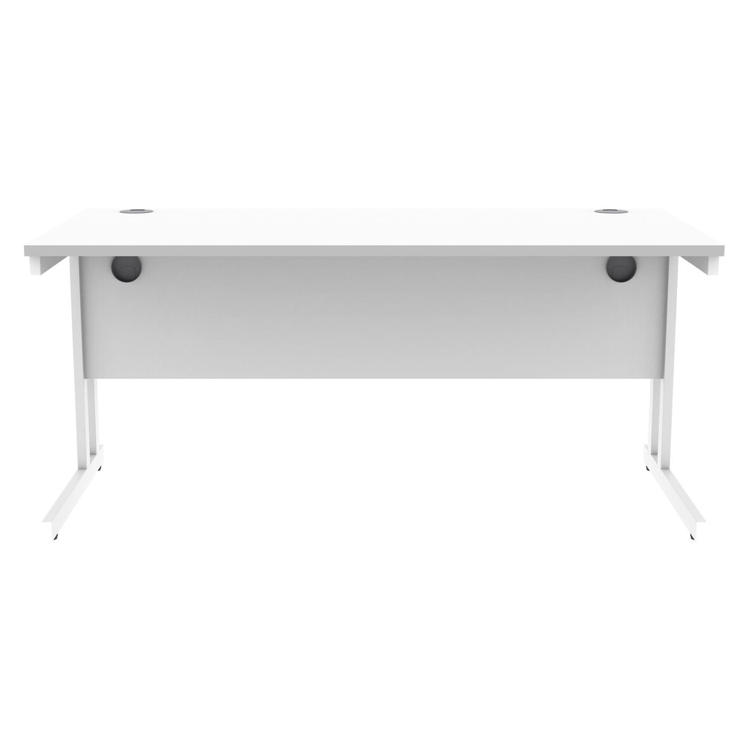 Office Rectangular Desk with Steel Double Upright Cantilever Frame  1600X800 Arctic White/White