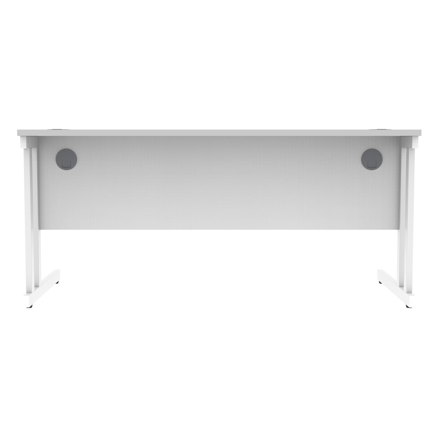 Office Rectangular Desk with Steel Double Upright Cantilever Frame  1600X800 Arctic White/White