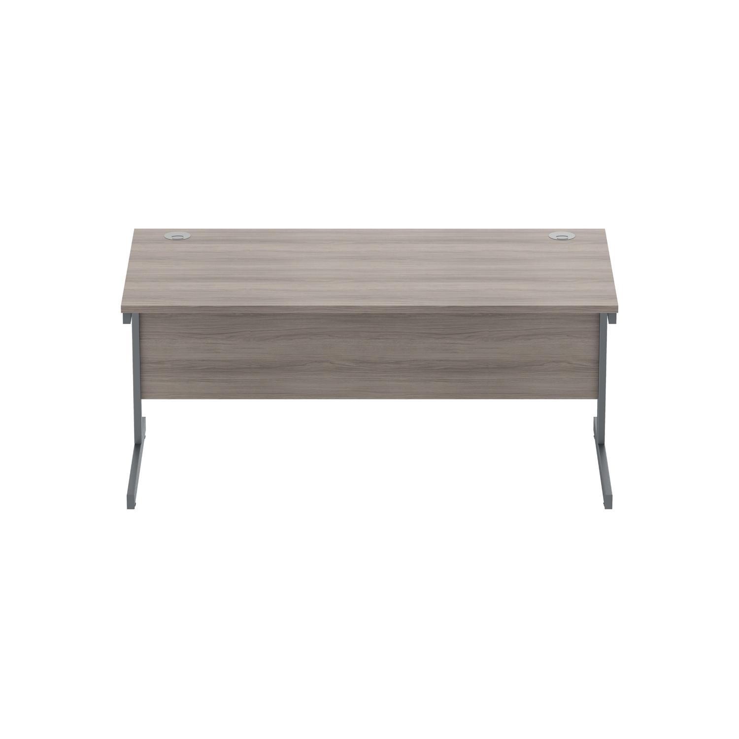 Office Rectangular Desk with Steel Single Upright Cantilever Frame  1600X800 Alaskan Grey Oak/Graphite