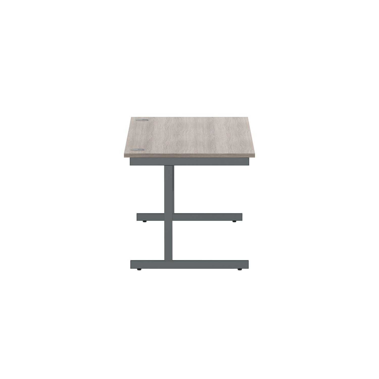 Office Rectangular Desk with Steel Single Upright Cantilever Frame  1600X800 Alaskan Grey Oak/Graphite