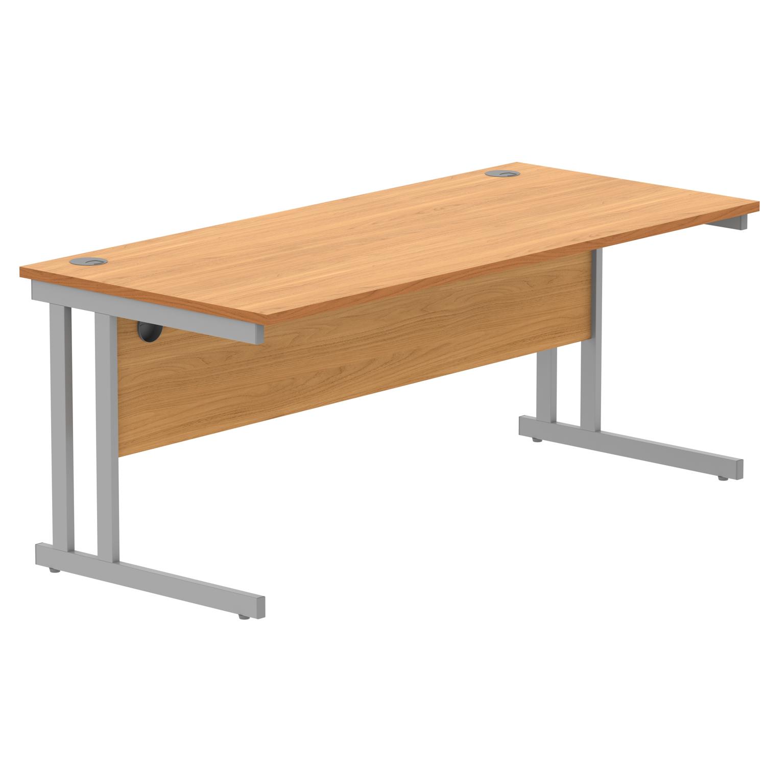 Office Rectangular Desk with Steel Double Upright Cantilever Frame  1800X800 Norwegian Beech/Silver