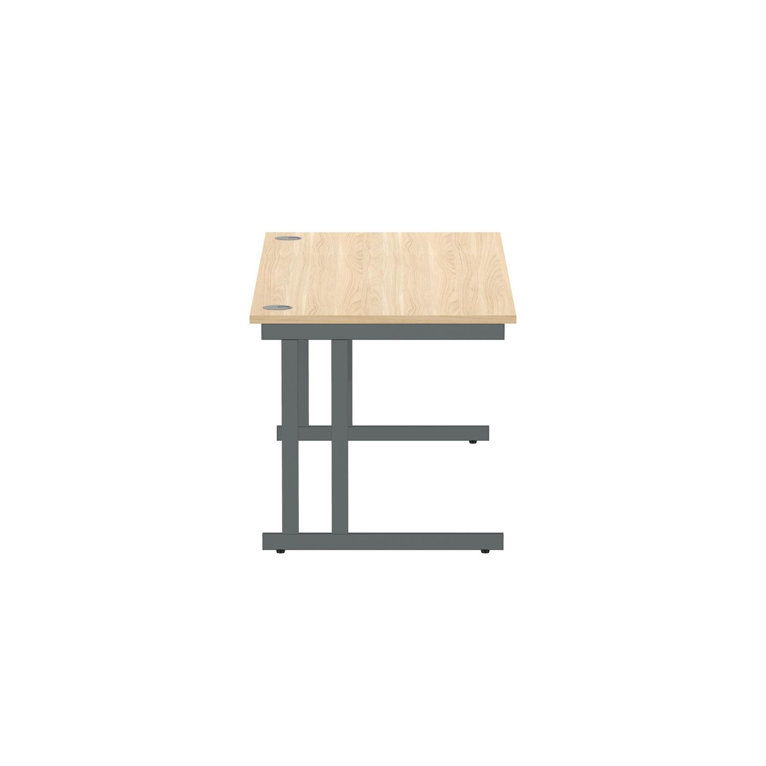 Office Rectangular Desk with Steel Double Upright Cantilever Frame  1800X800 Canadian Oak/Graphite
