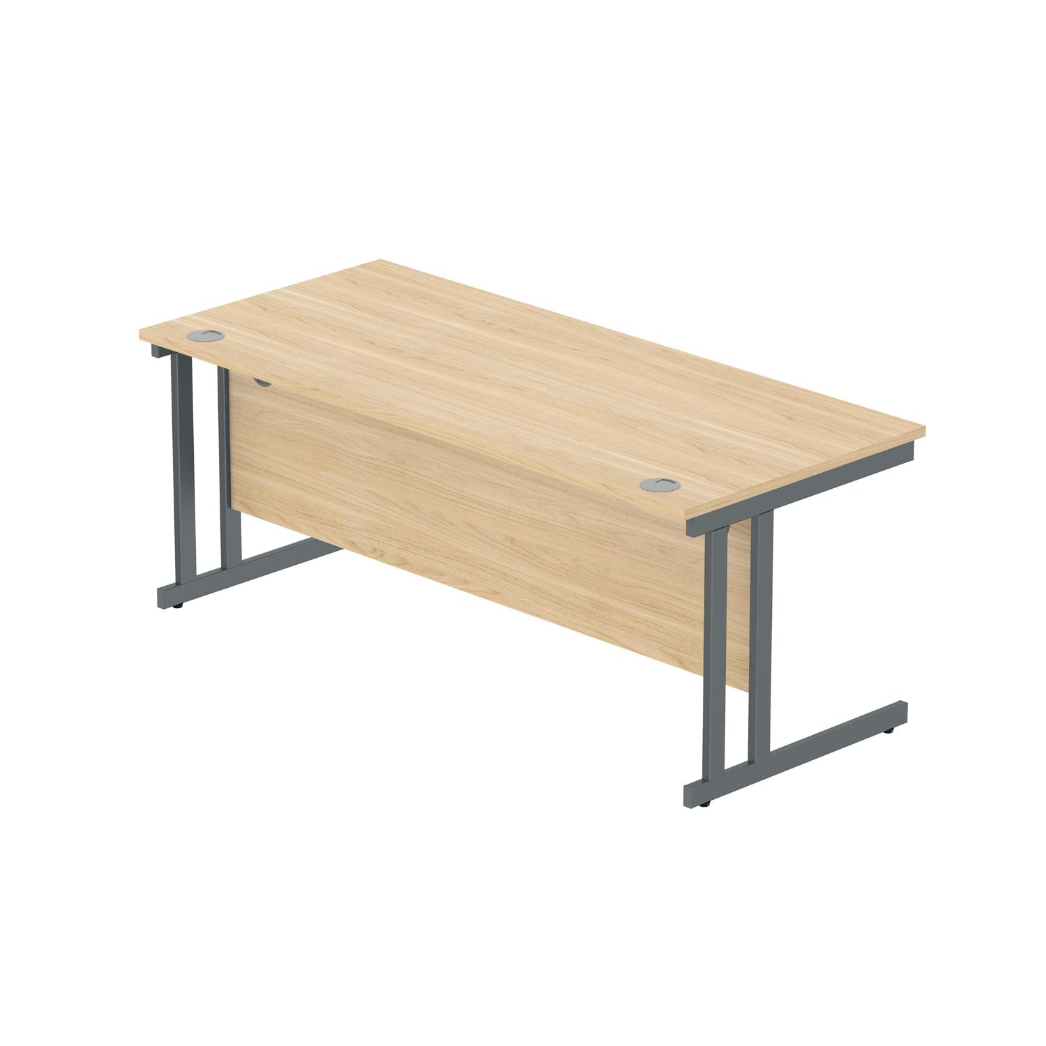 Office Rectangular Desk with Steel Double Upright Cantilever Frame  1800X800 Canadian Oak/Graphite